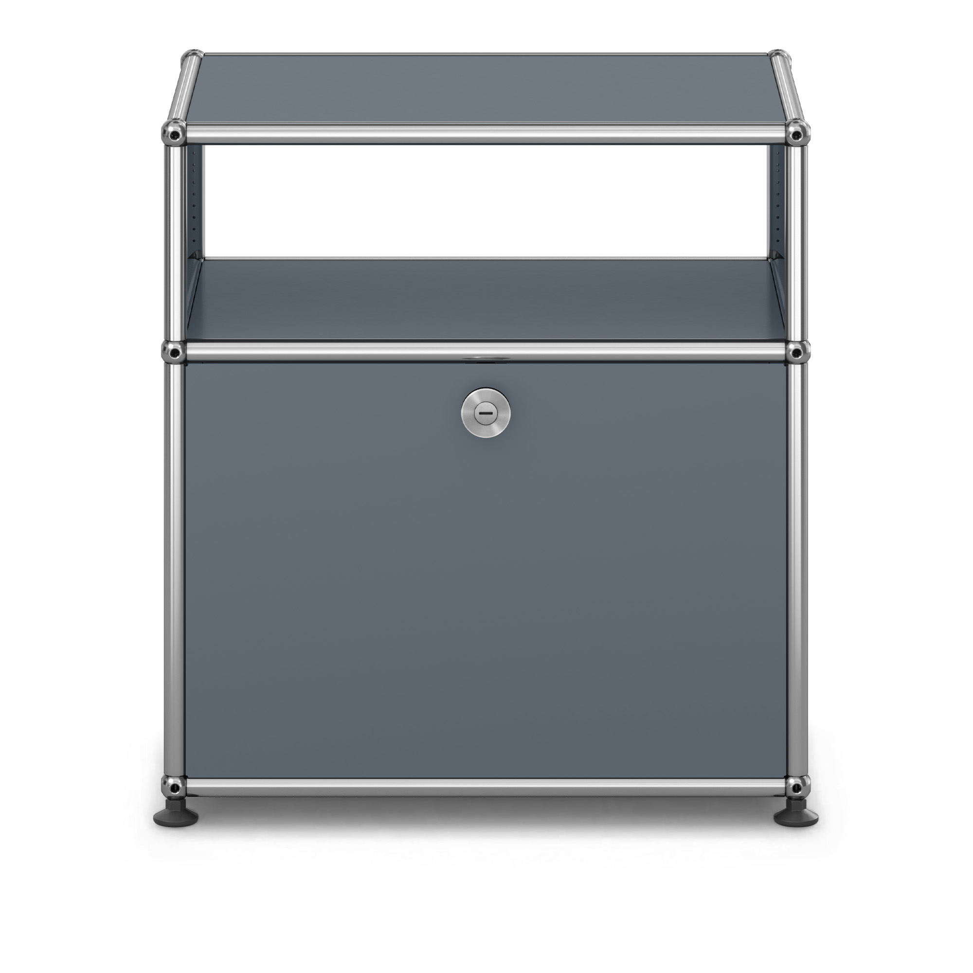 USM - USM Haller Bedside Table M55 Mid-Grey - Sängbord - Fritz Haller & Paul Schärer - Grå - Metall | Möbler - Bord - Sängbord | Möbelexperten