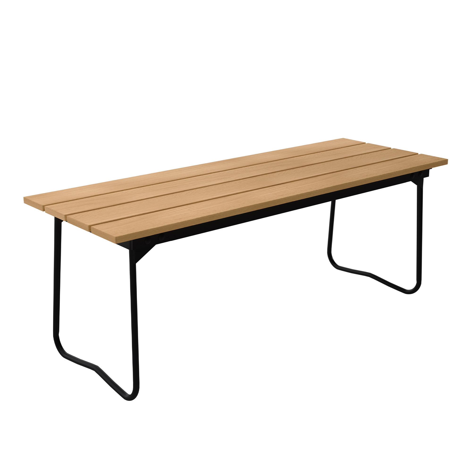 Grythyttan Stålmöbler - Bench 8 Oljad Ek / Svart Stativ - Trädgårdsbänkar - Artur Lindqvist - Träfärgad - Metall/Trä | Utemöbler - Utestolar - Trädgårdsbänkar | Möbelexperten