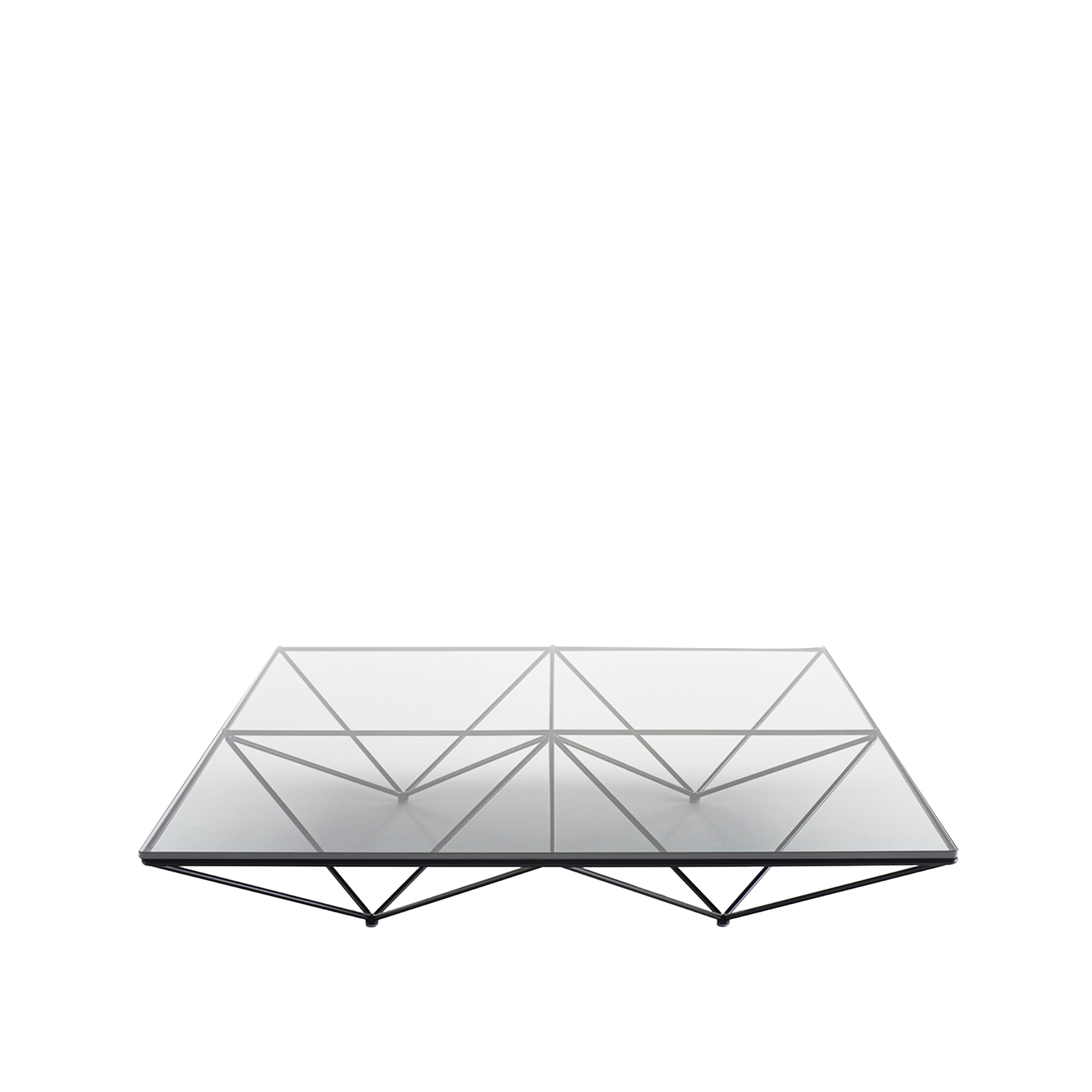 B&B Italia - Alanda Square Small Table, Extra Light Glass, Length 120 cm - Sofabord - Paolo Piva - Gjennomsiktig,Svart - Glass/Metall