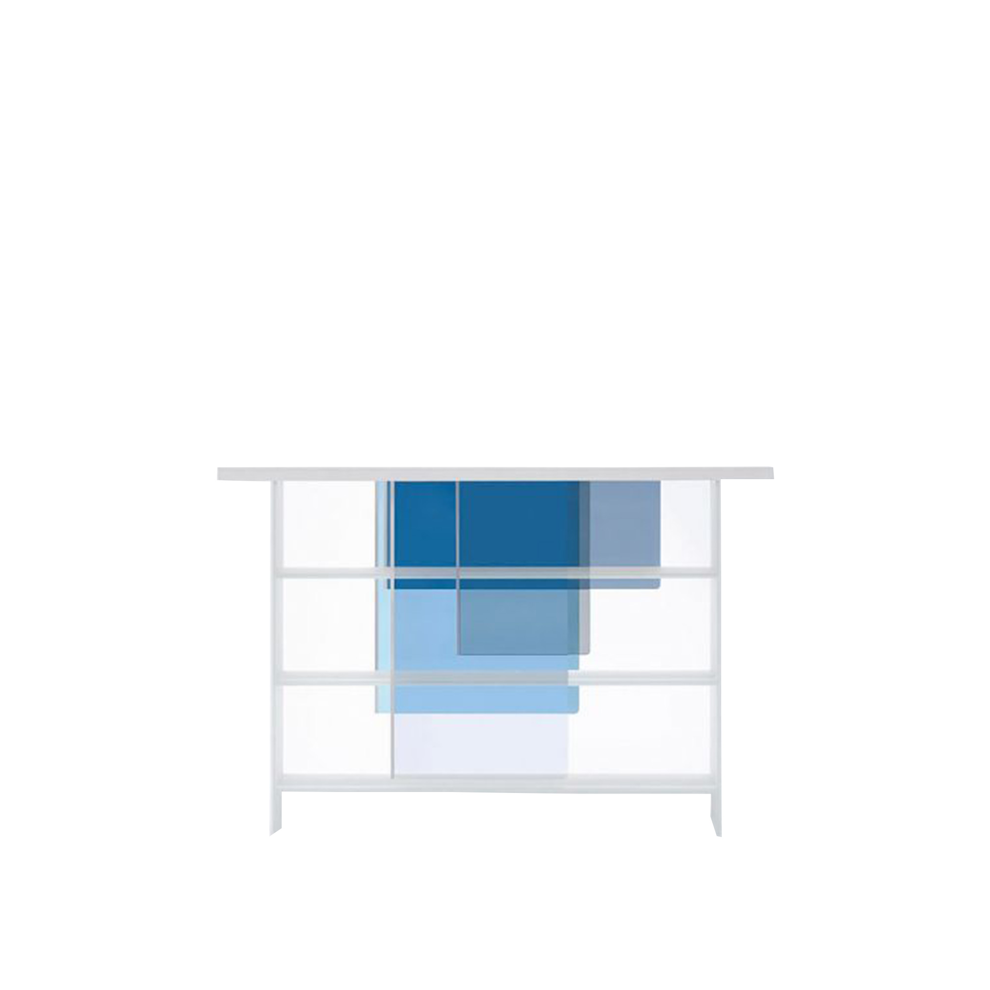 Glas Italia - LAY01 Layers Bookcase, Matt white lacquered glass, Finish: Cool tones - Bokhyllor - Nendo - Orange - Glas