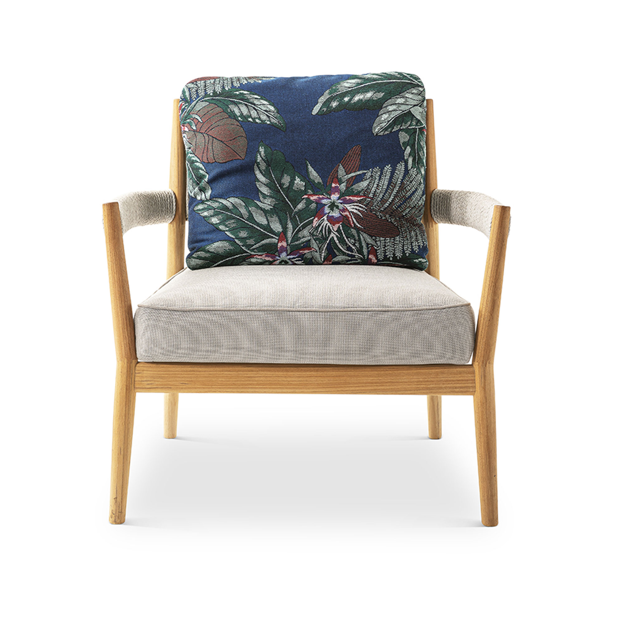 Cassina - 473 Dine Out Armchair, Cat. L Kemi, Blu Navy 13L371, Backrest Cushion Favignana 13F050 - Utomhusfåtöljer - Rodolfo Dordoni - Trä/Textilmaterial/Syntetiskt/Skum/Plast