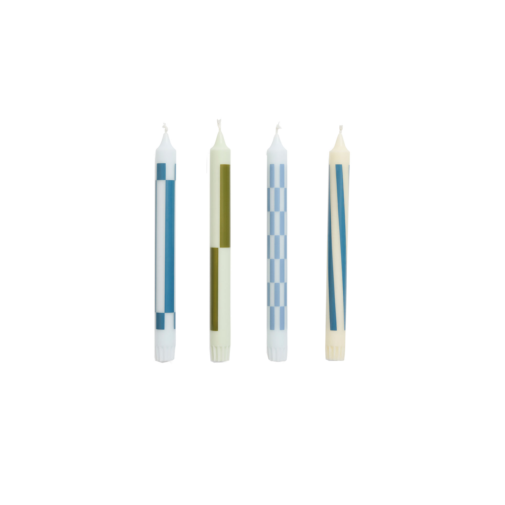 HAY - Pattern Candle Green And Blues Set of 4 - Ljus - Flerfärgad