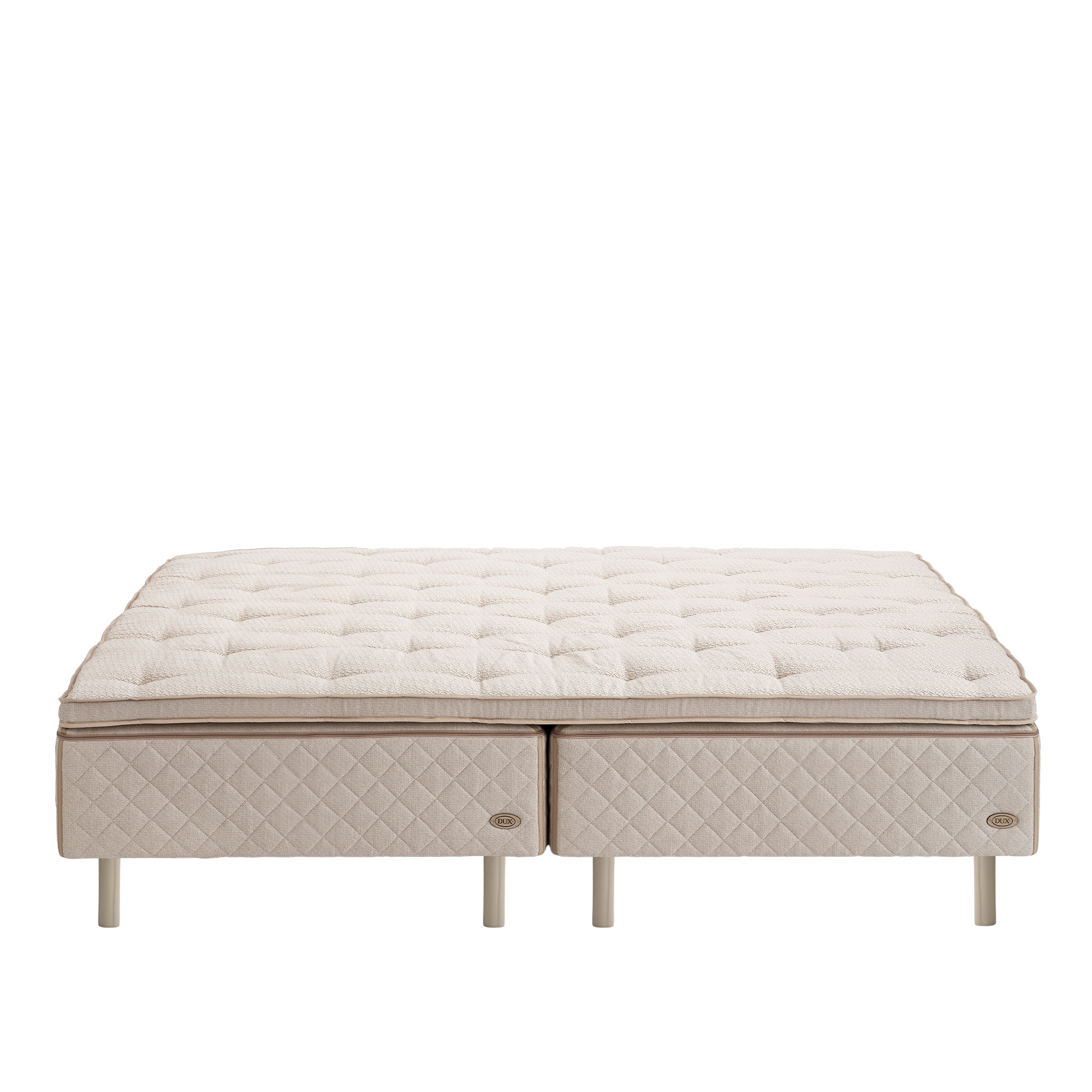 DUX - Dux 10 resårbotten fast 200x200 cm/ Top Pad Plus Bäddmadrass/ Rund läder oatmeal 20 cm - Sängar - Beige | Möbler - Sängar Och Tillbehör - Sängar | Möbelexperten