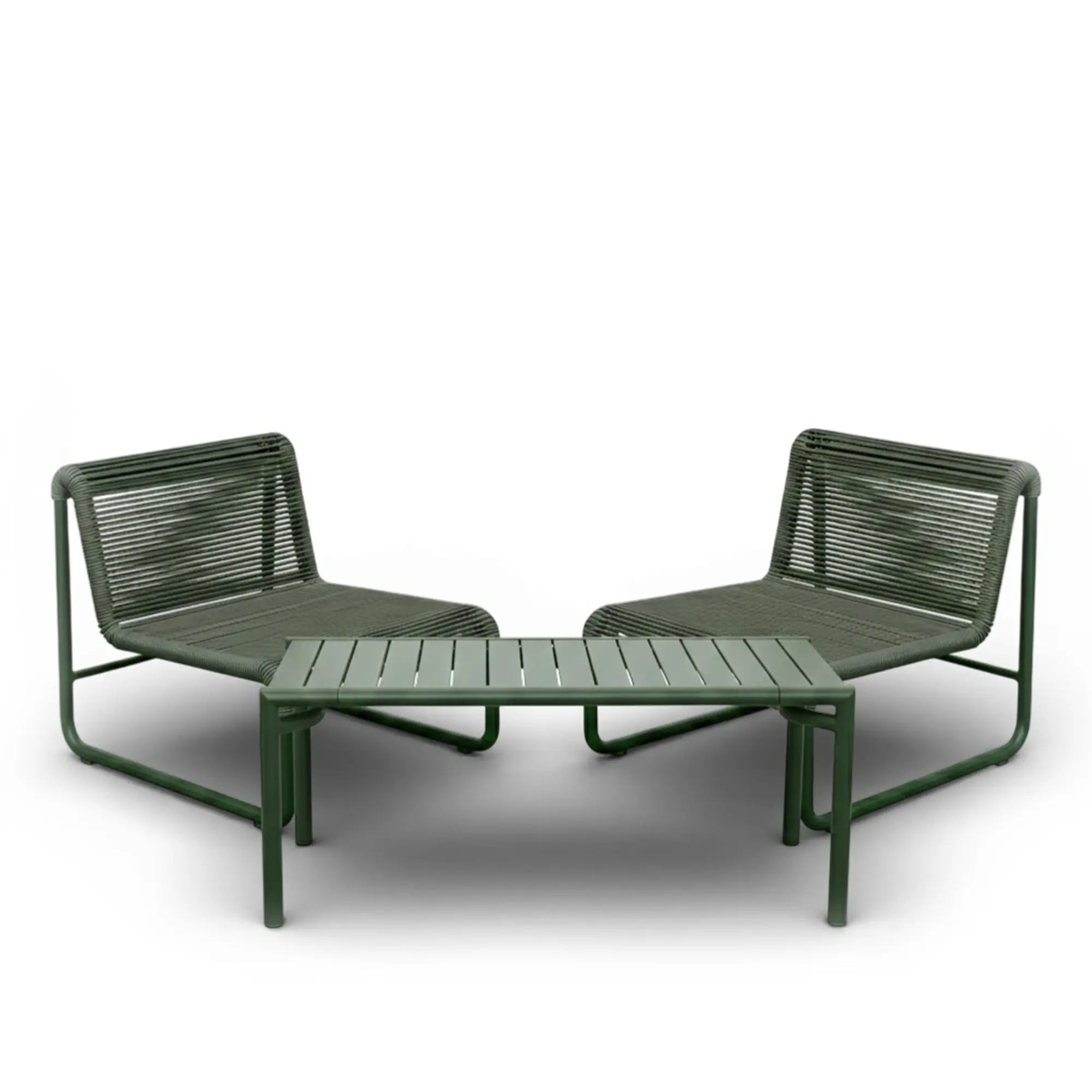 Bliss soffbord & Al Dente loungefåtöljer 2 st – Dark Green