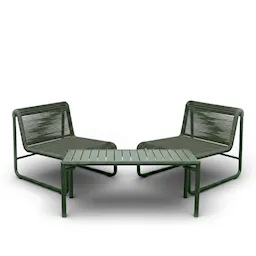 Bliss soffbord & Al Dente loungefåtöljer 2 st – Dark Green