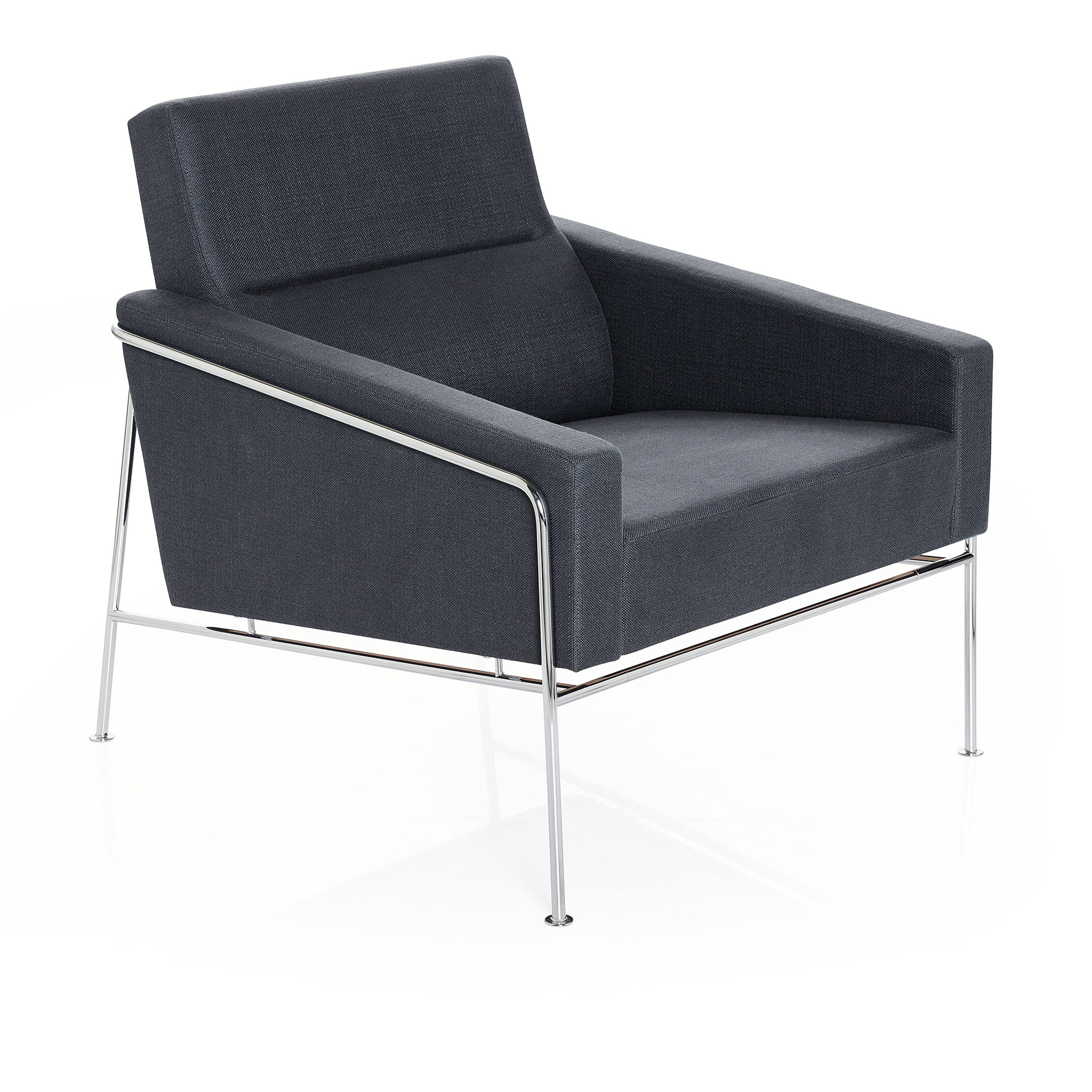 Fritz Hansen - Serie 3300 Fåtölj, Tyg, Hallingdal 180 - Fåtöljer - designer_arne_jacobsen - Grå - Läder/Metall/Trä