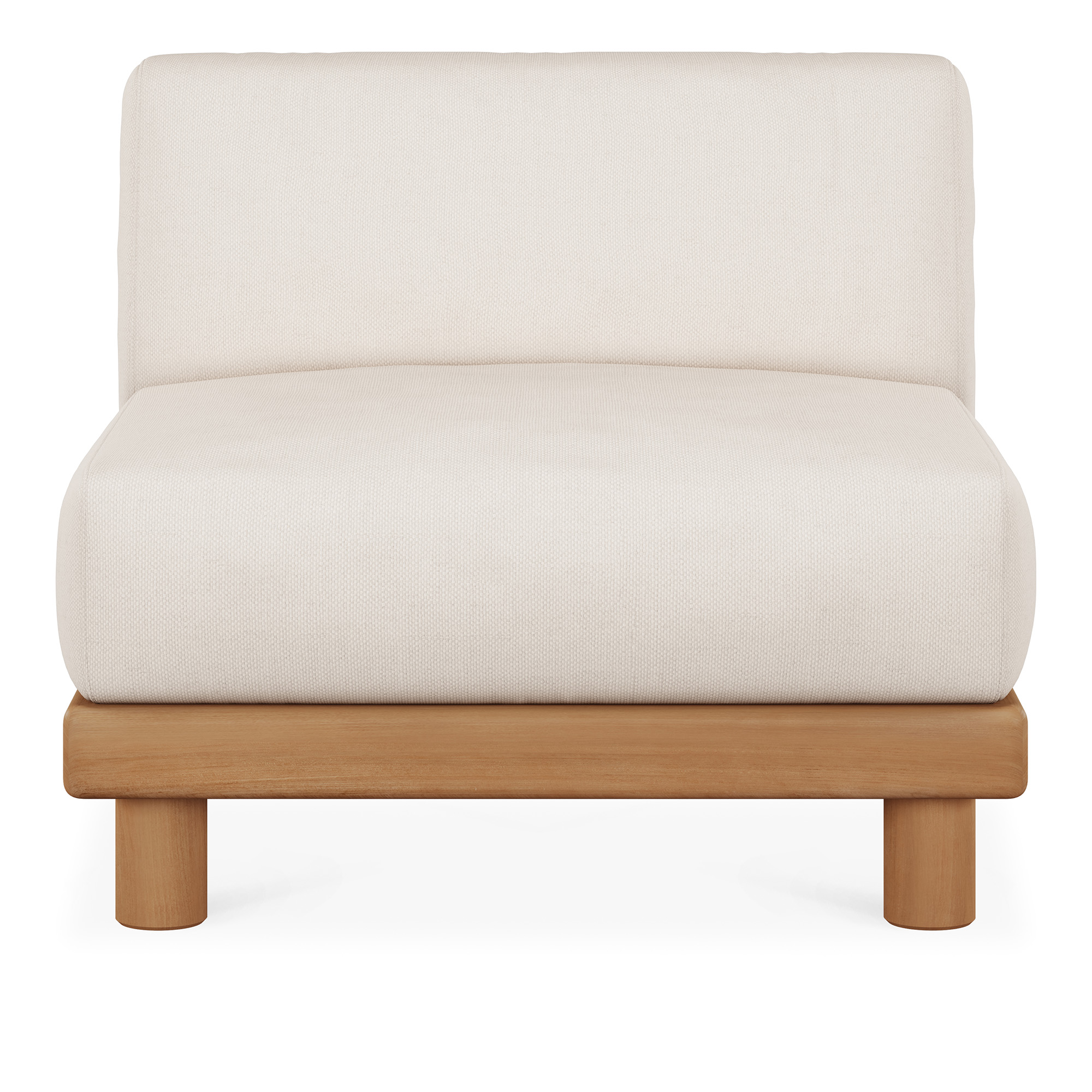 Ethnicraft - Monocle outdoor modular sofa - teak - White fabric - 1 seater - Soffor utomhus - Jacques Deneef - Trä