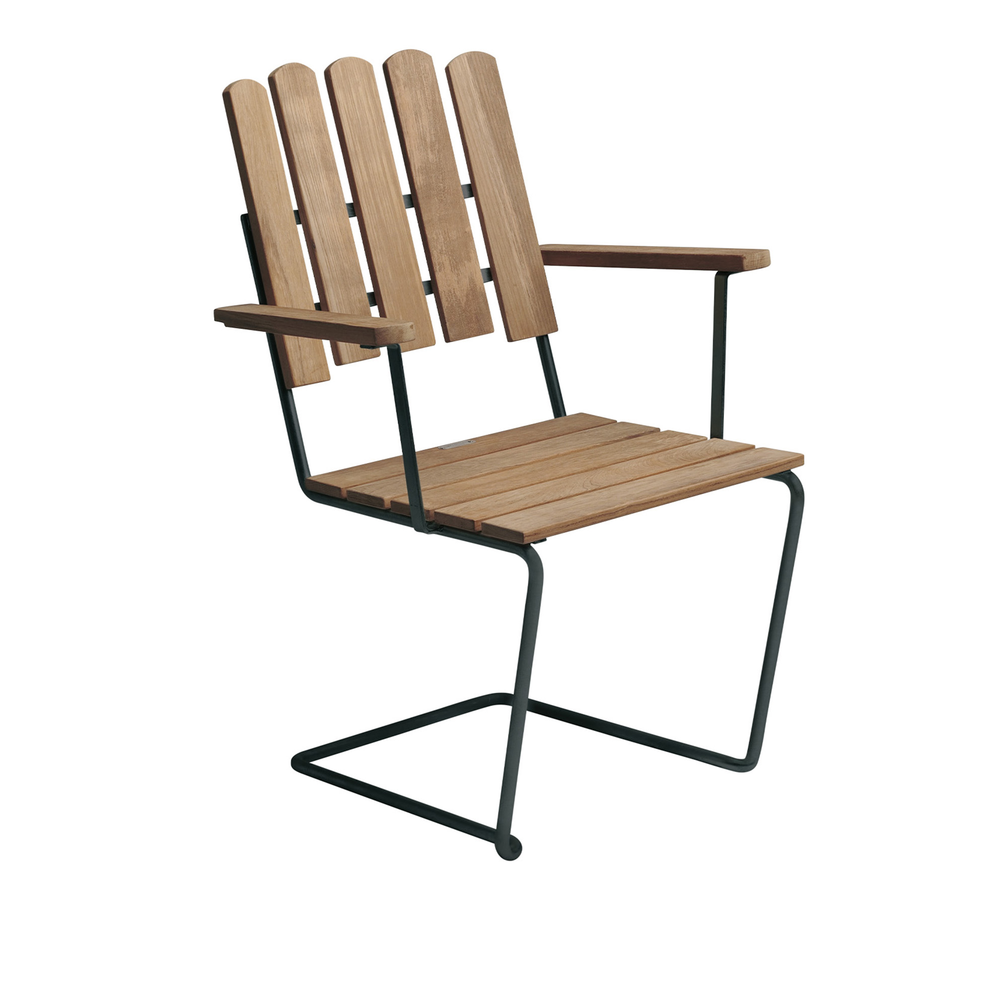 Grythyttan Stålmöbler - A2 Fåtölj Obehandlad teak / Svart stativ - Matstolar utomhus - Artur Lindqvist | Utemöbler - Utestolar - Matstolar Utomhus | Möbelexperten
