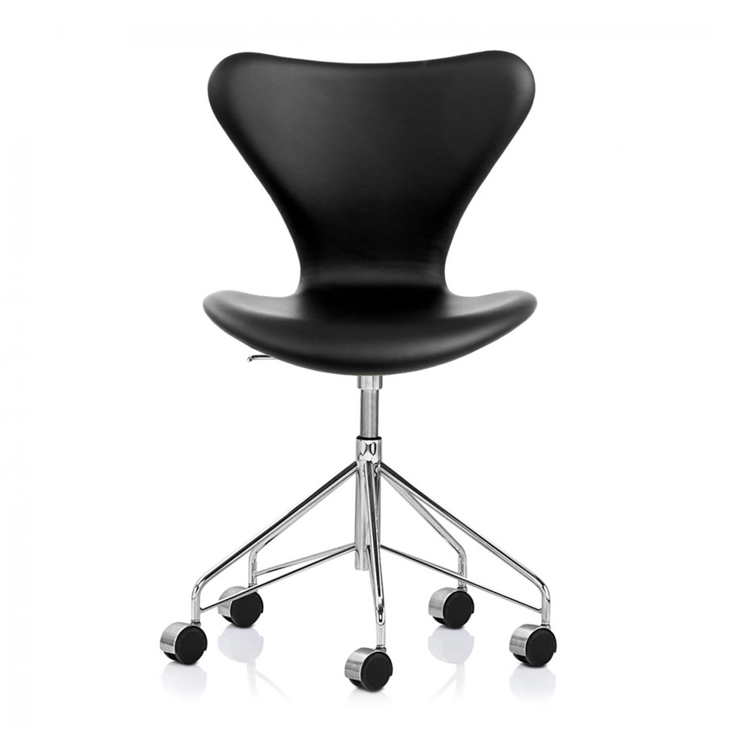 Fritz Hansen - 3117 Sjuan - Helkl. Läder, Essential Black - Skrivbordsstolar - designer_arne_jacobsen - Svart