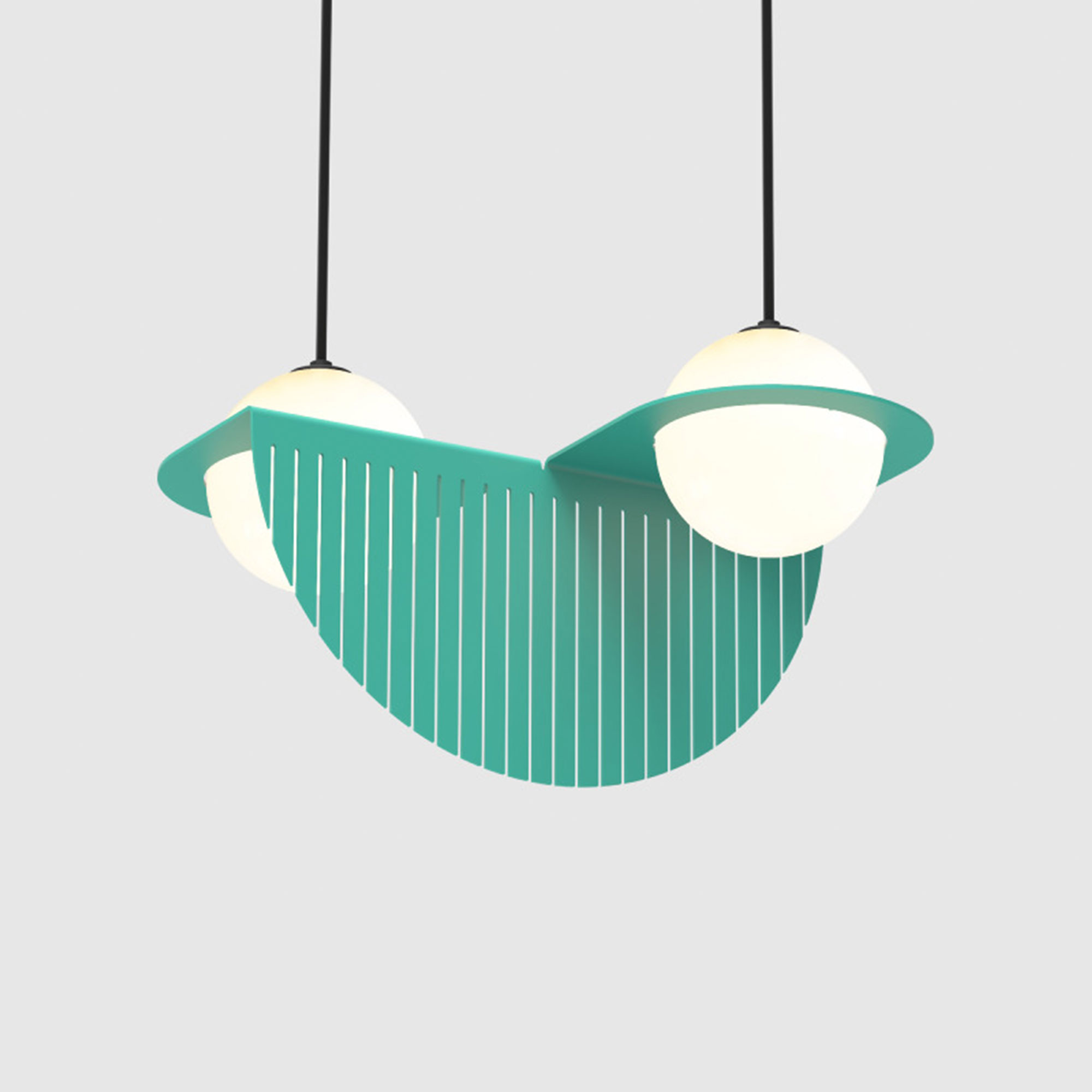 Lambert & Fils - Laurent 09, Angle, Turquoise frame, Black wires, Black canopy - Pendellampor - Blå