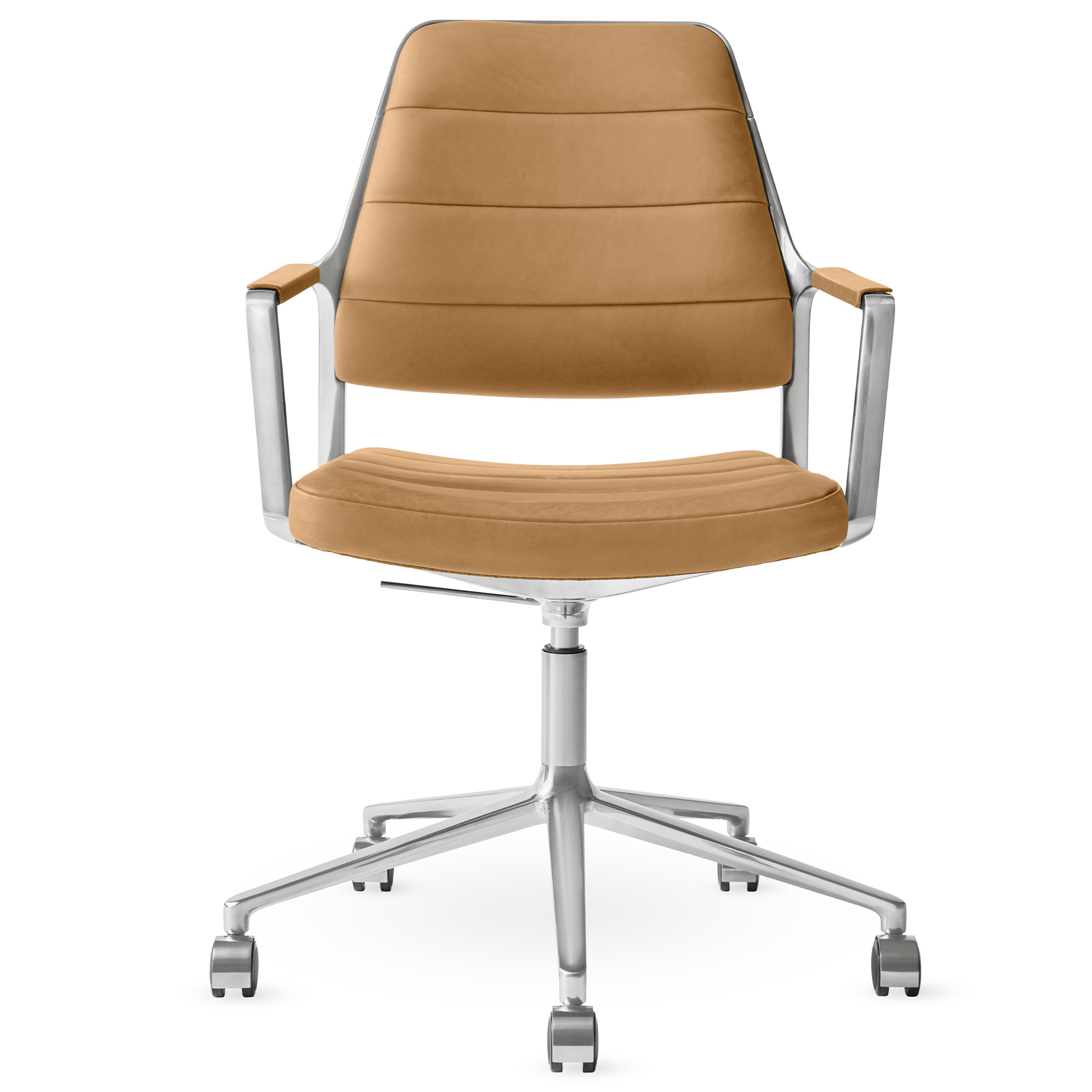 Vipp - Vipp455+ Swivel chair, polished, castors, Camel leather - Kontorsstolar