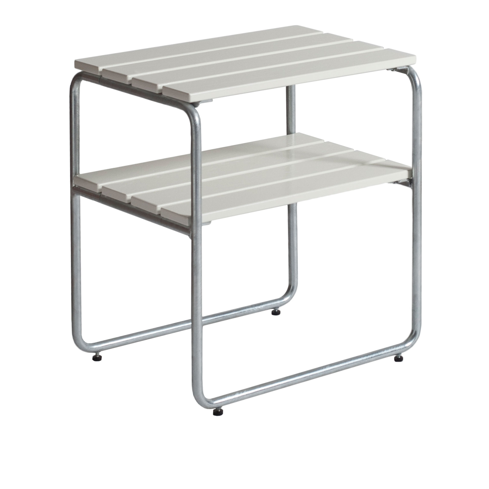 grythyttan stålmöbler - sidobord l45 vitlackerad ek / förzinkat stativ - småbord och sidobord utomhus - jan-olof ågren,maria håård - vit - metall/trä