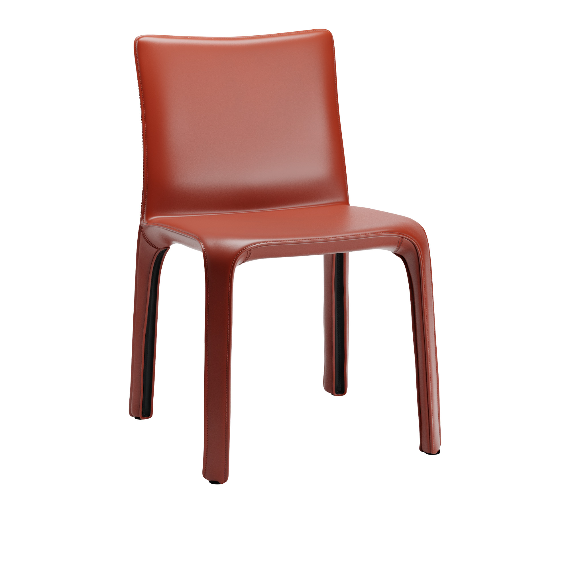 Cassina - 412 Cab Chair, Saddle Leather China Red - Spisestoler - Mario Bellini - Rød - Lær/Metall