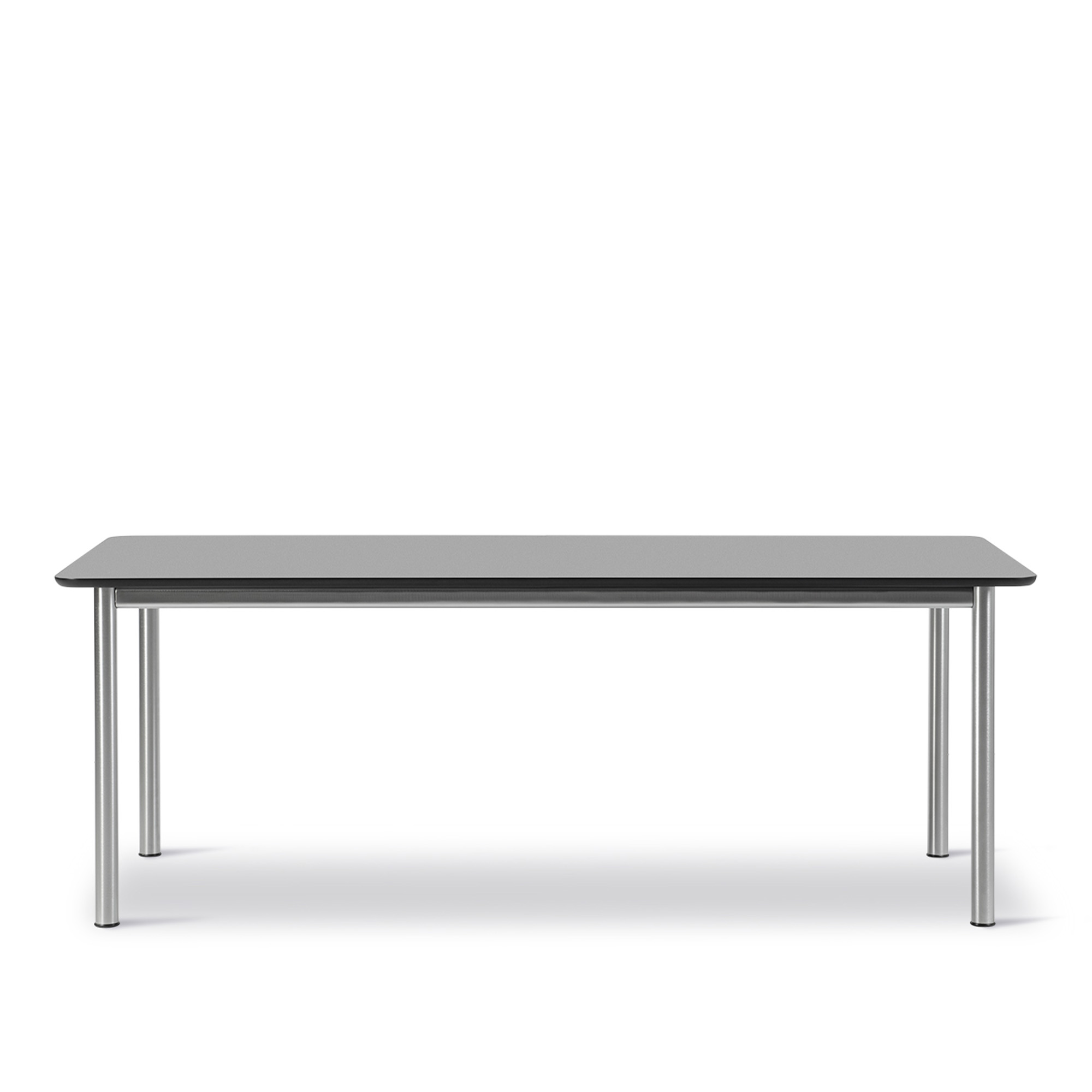 Fredericia Furniture - Plan Table - Table 200 x 100 cm - height 73 cm - Laminate Fenix NTM Black - Straight edges matching ABS - Brushed steel - Skrivbord - Edward Barber & Jay Osgerby - Träfärgad - Trä