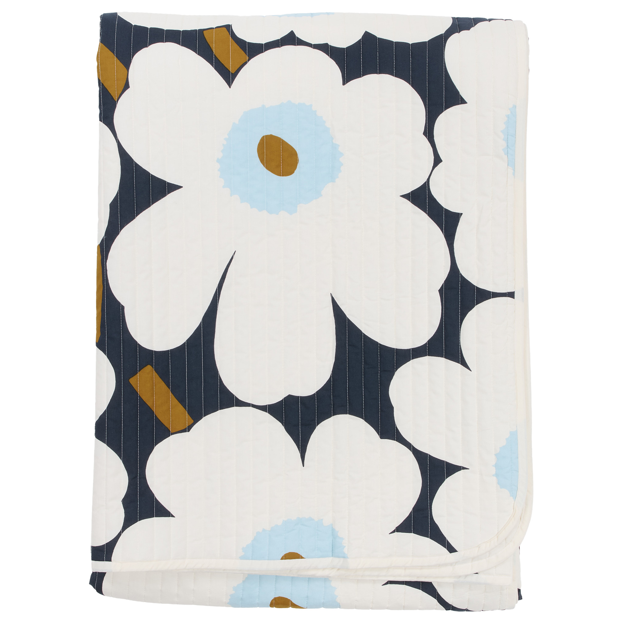 Marimekko - Unikko Bedspread 260x260 cm Blueberry, Off White, Cold Blue - Sengetepper - Maija Isola - Hvit,Blå - Bomull