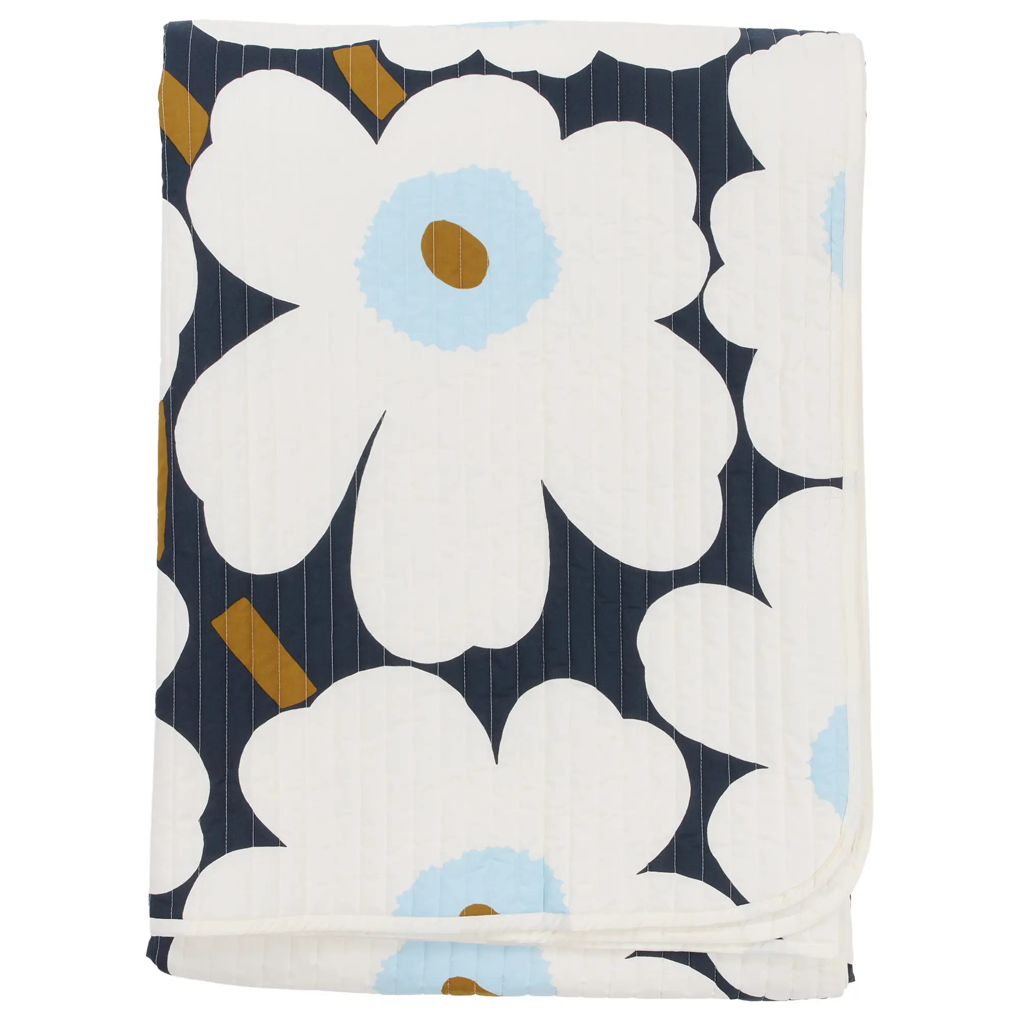 Unikko Blueberry Off White Cold Blue sengeteppe