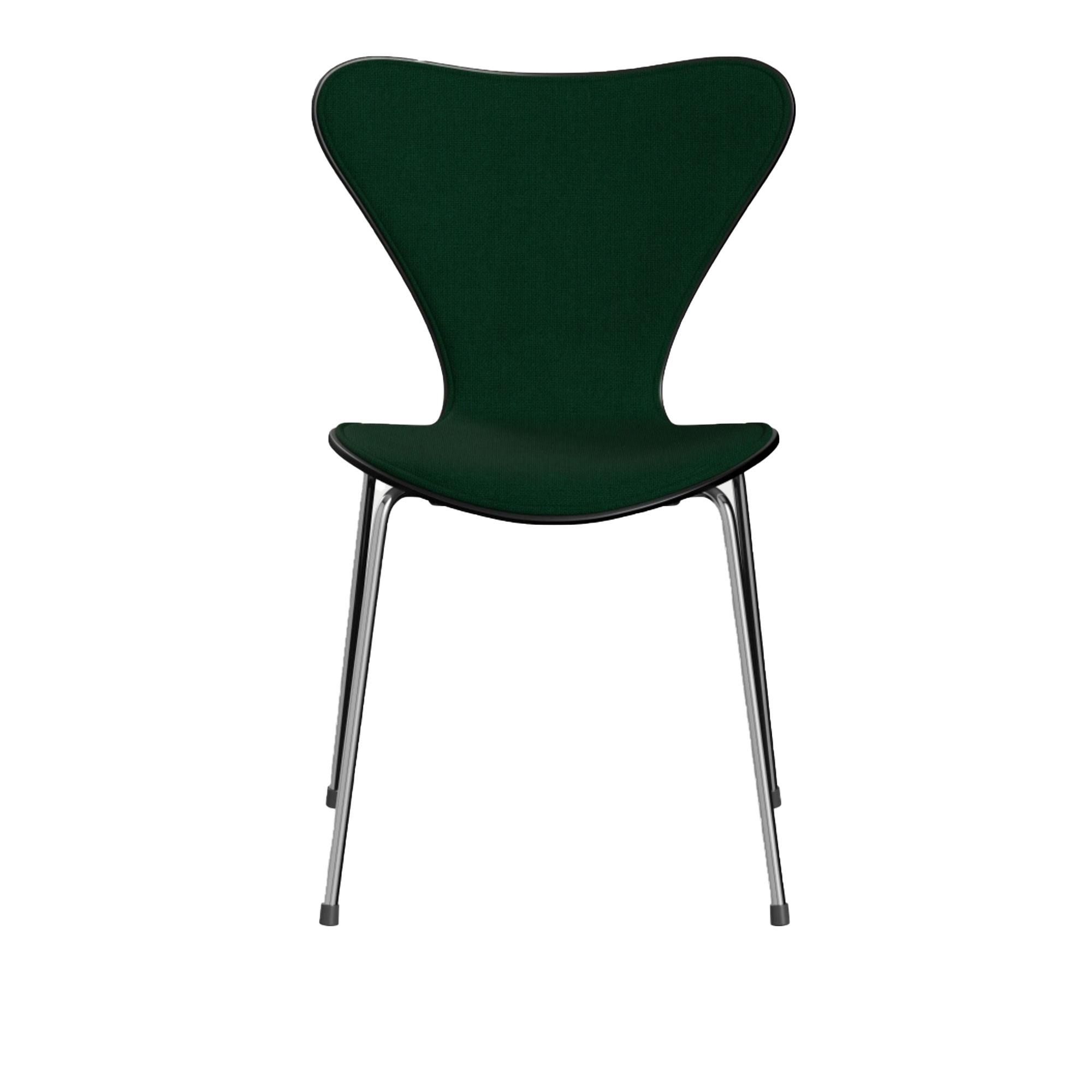 Fritz Hansen - 3107 Sjuan - Framsidesklädd, Black, Tyg, Hallingdal 944 - Matstolar - designer_arne_jacobsen - Grön - Metall/Trä/Textilmaterial