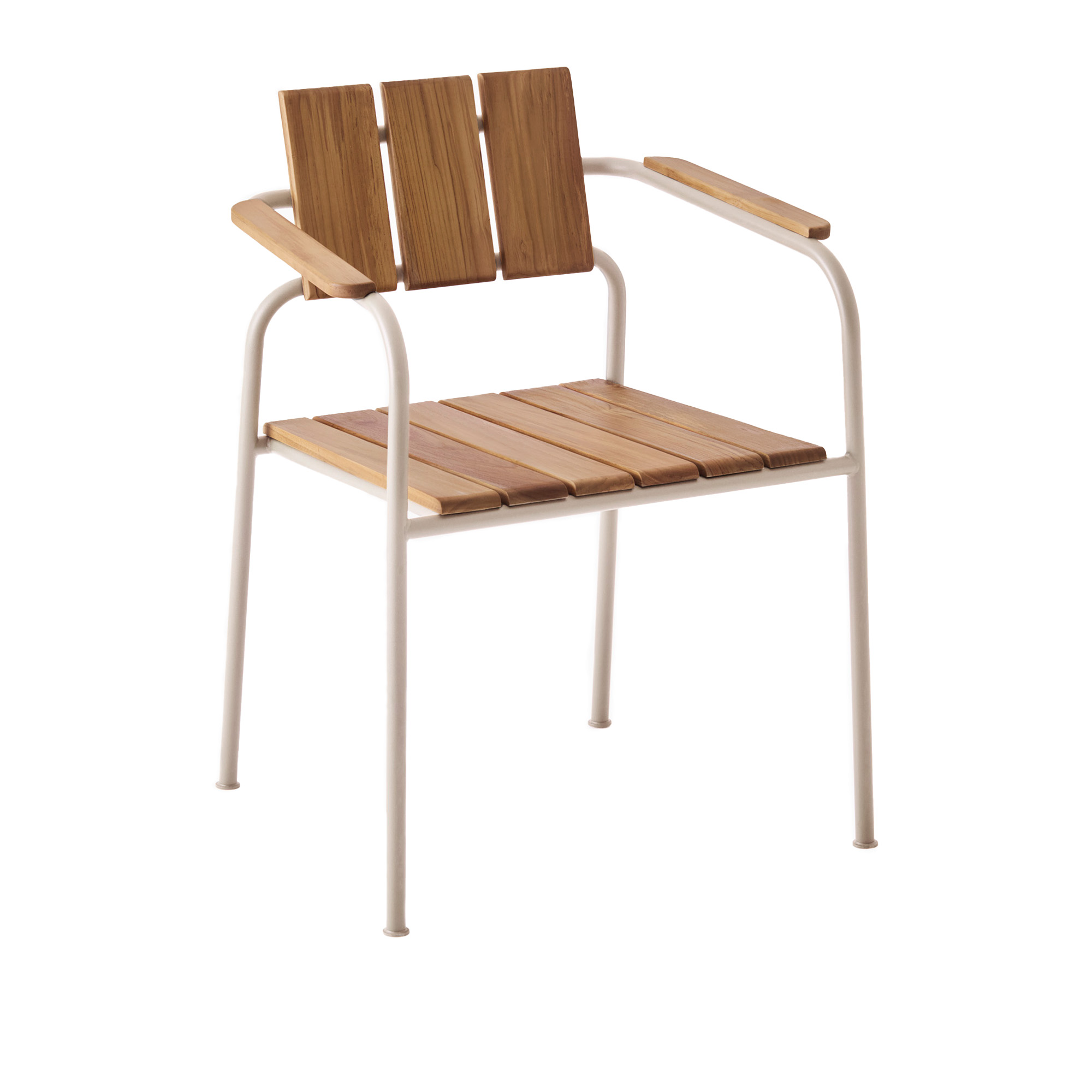 Huseby - Kallio Outdoor Dining Chair with Armrests Ivory - Matstolar utomhus - Sami Kallio - Vit - Metall/Trä | Utemöbler - Utestolar - Matstolar Utomhus | Möbelexperten