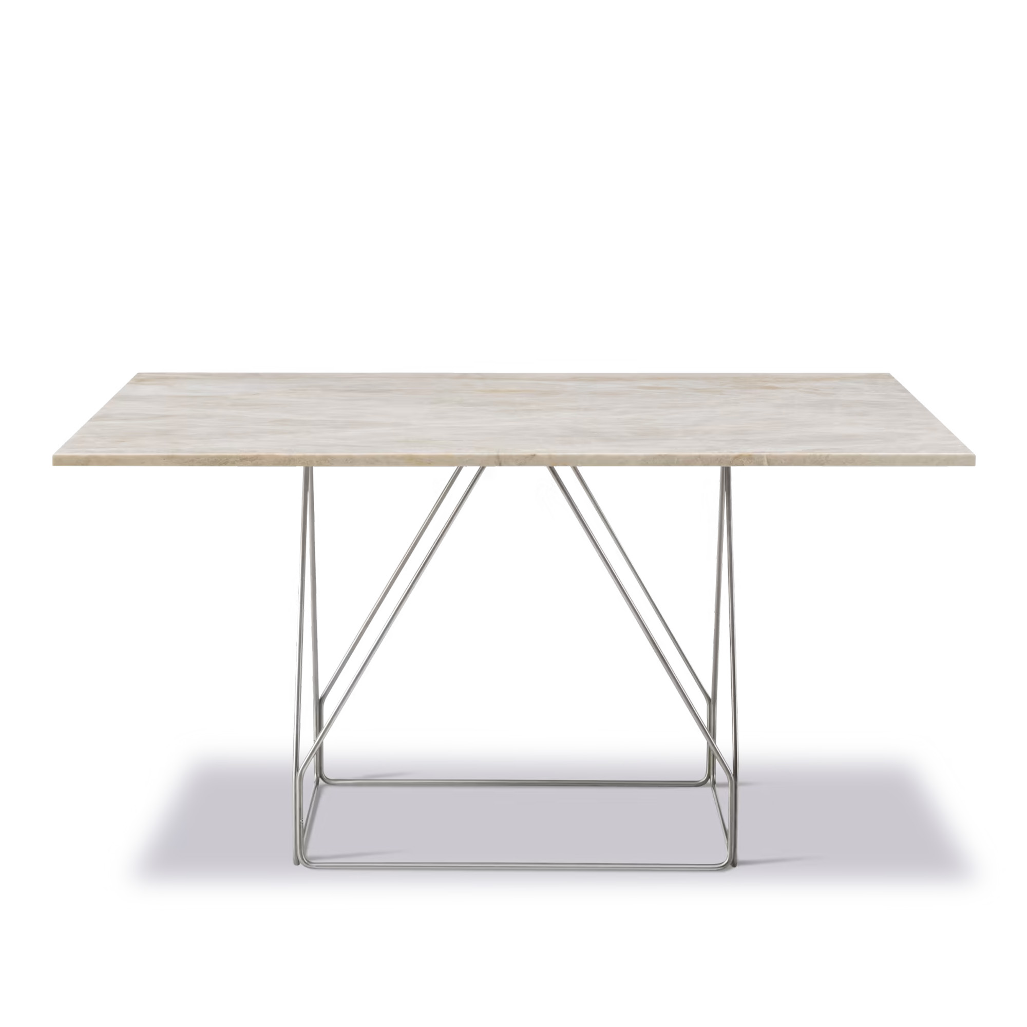 Fredericia Furniture - JG Table - 140x140 cm - Ivory Quartzite - Brushed stainless steel - Matbord - Jørgen Gammelgaard