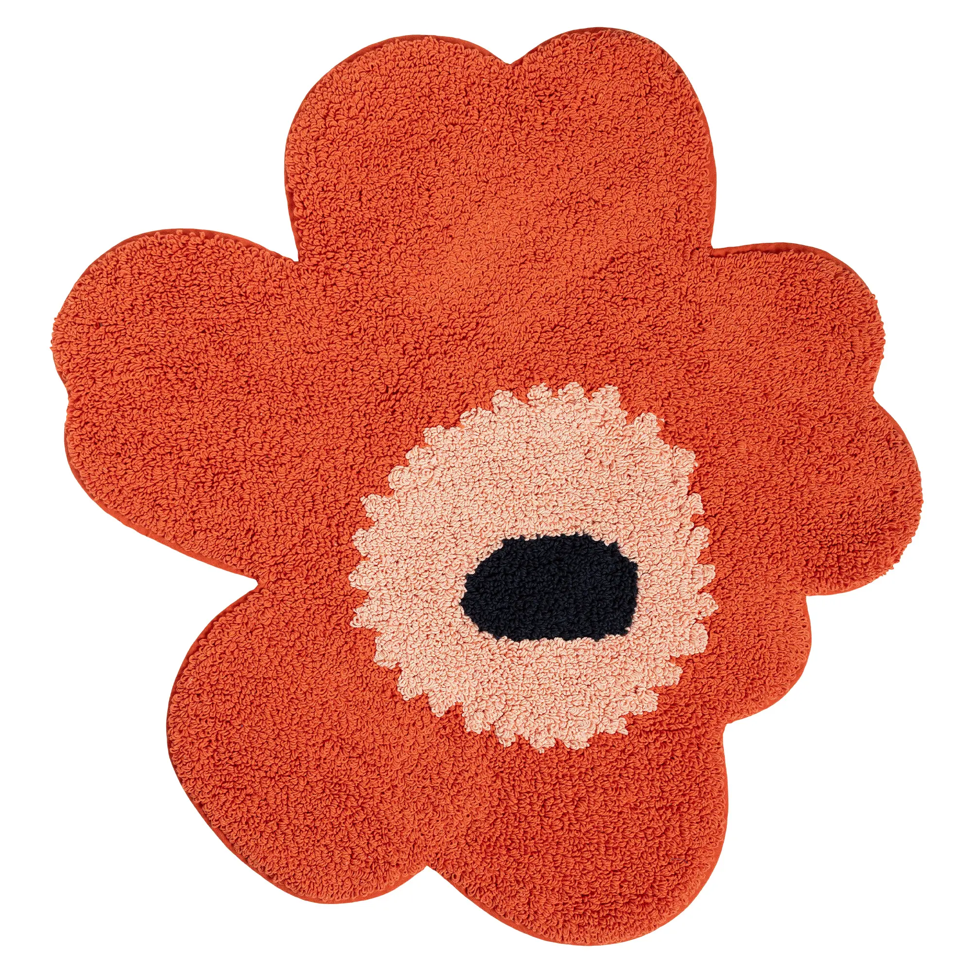 Unikko Orange Red Powder Charcoal badrumsmatta
