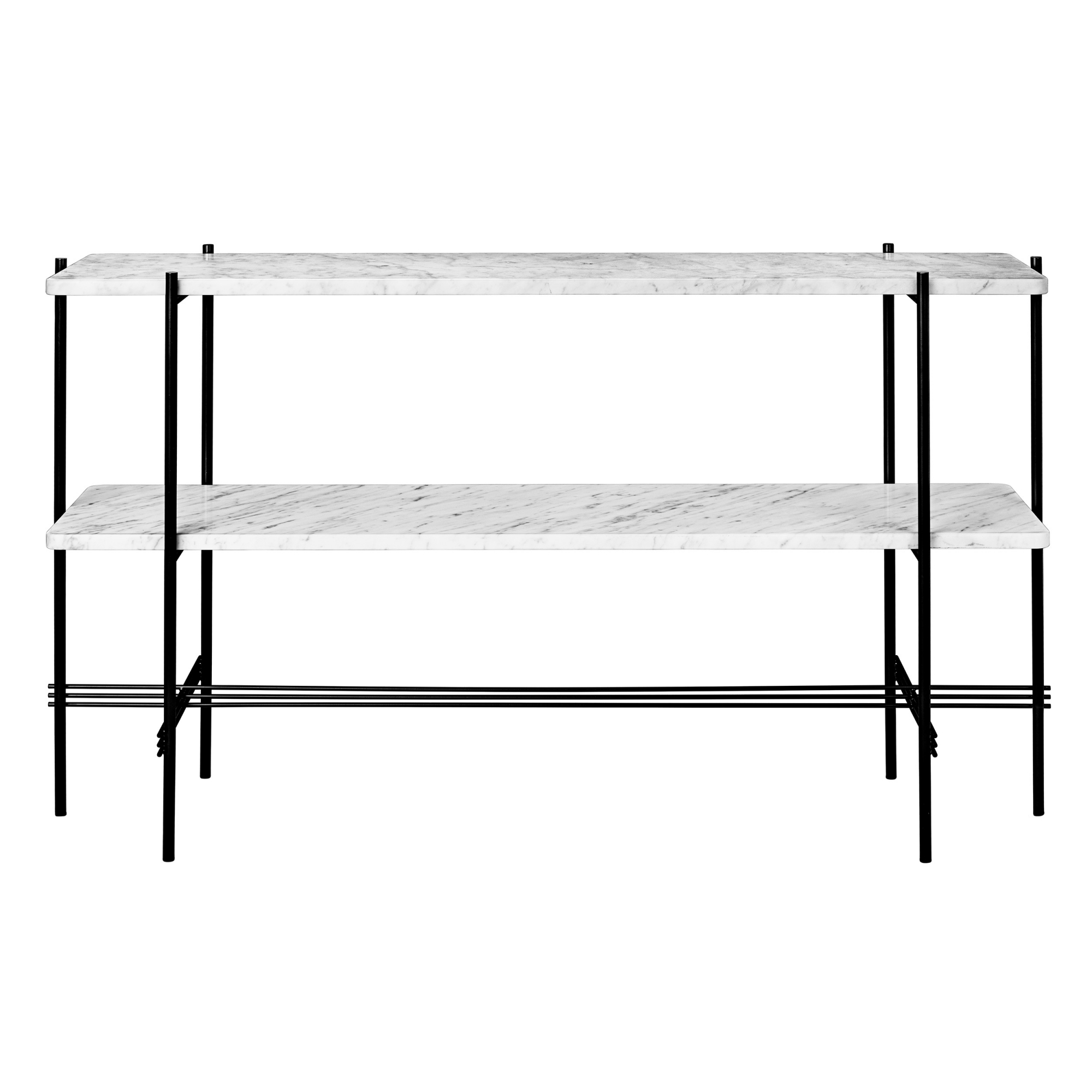Gubi - TS Console - 2 hyllplan Svart Metall Marmor Bianco Carrara - Konsolbord - GamFratesi - Vit - Metall/Sten