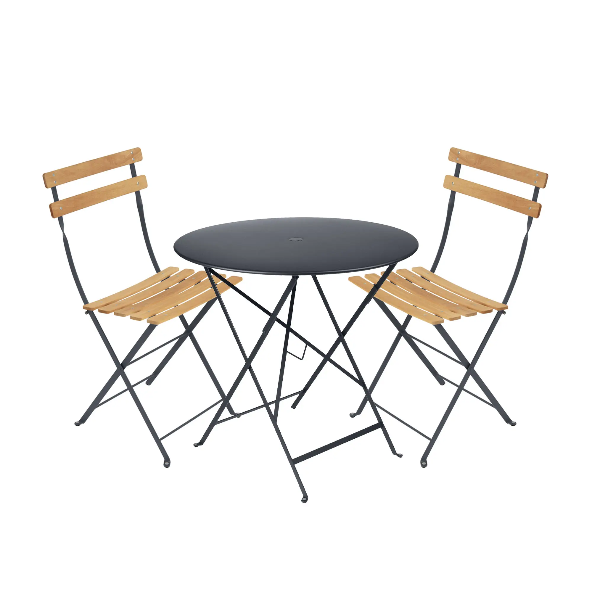 Bistro matgrupp bord 77cm & 2 trä stolar