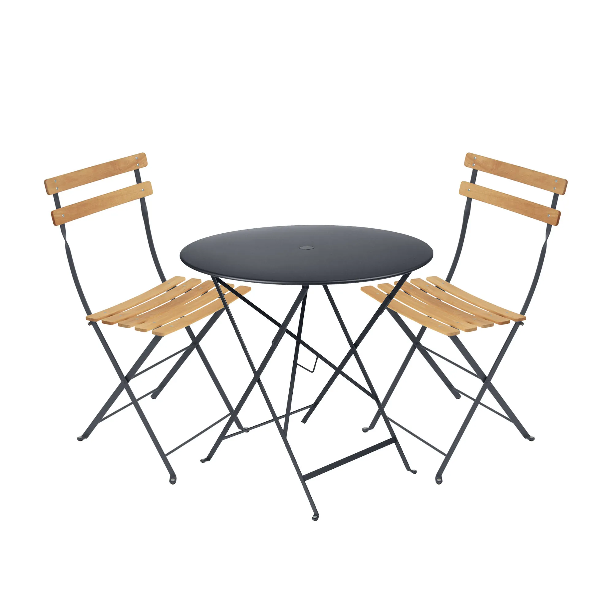 Bistro matgrupp bord 77cm & 2 trä stolar