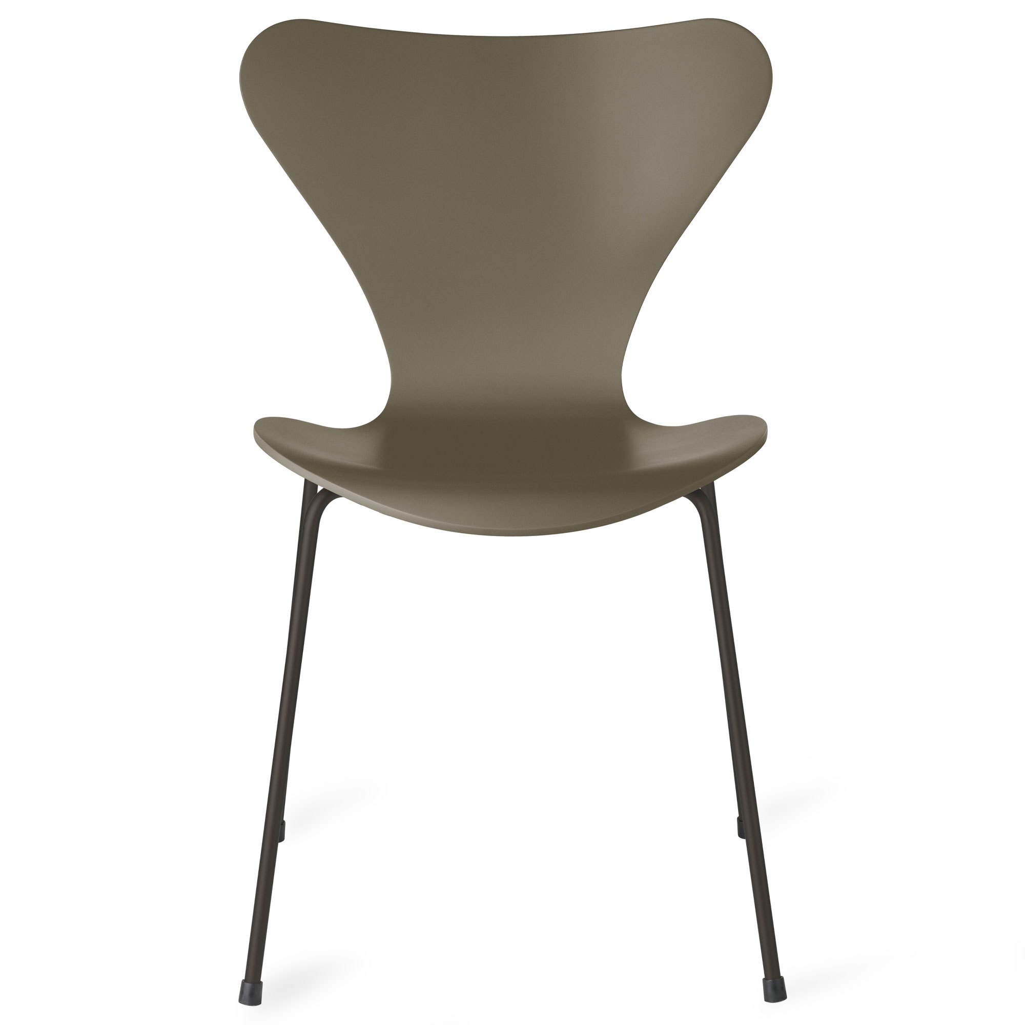 Fritz Hansen - Sjuan 3107 stol lackerad bokfanér warm graphite / olive green - Matstolar - Arne Jacobsen - Grön - Metall/Trä | Möbler - Stolar Och Pallar - Matstolar | Möbelexperten