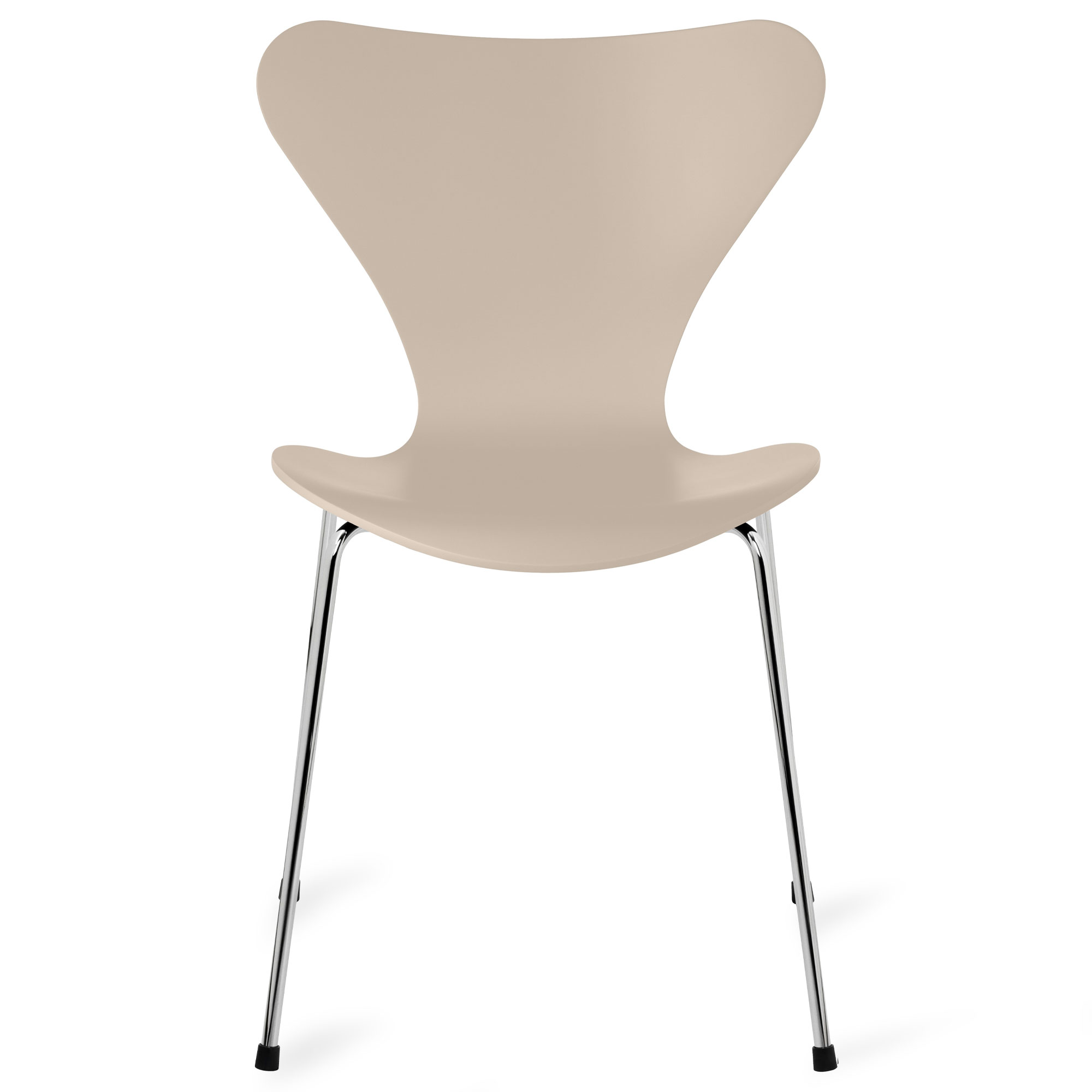 Fritz Hansen - Sjuan 3107 stol lackerad bokfan&eacute;r chrome / light beige - Matstolar - Arne Jacobsen - Beige - Metall/Tr&auml;