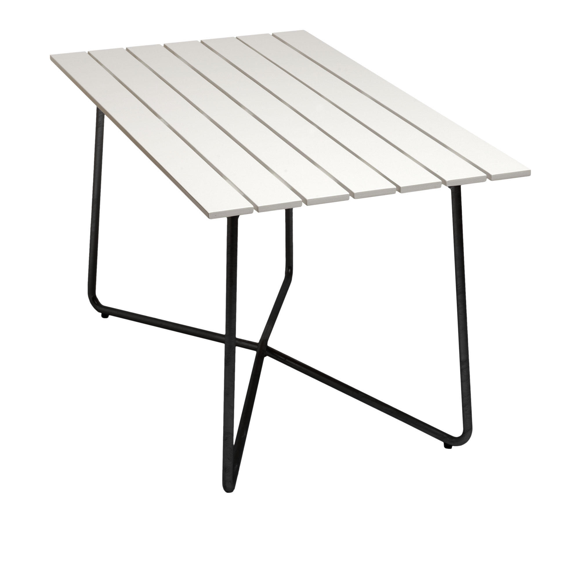 grythyttan stålmöbler - bord b25a 120cm svart stativ vitlackerad ek - matbord utomhus