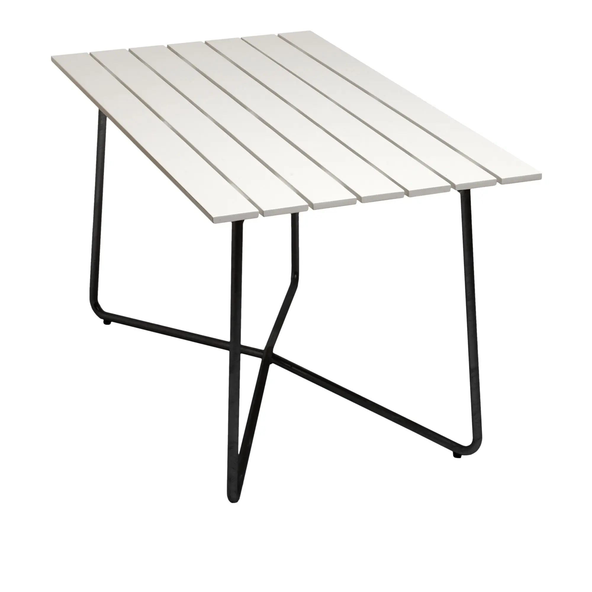 Bord B25A 120cm svart stativ hvitlakkert eik