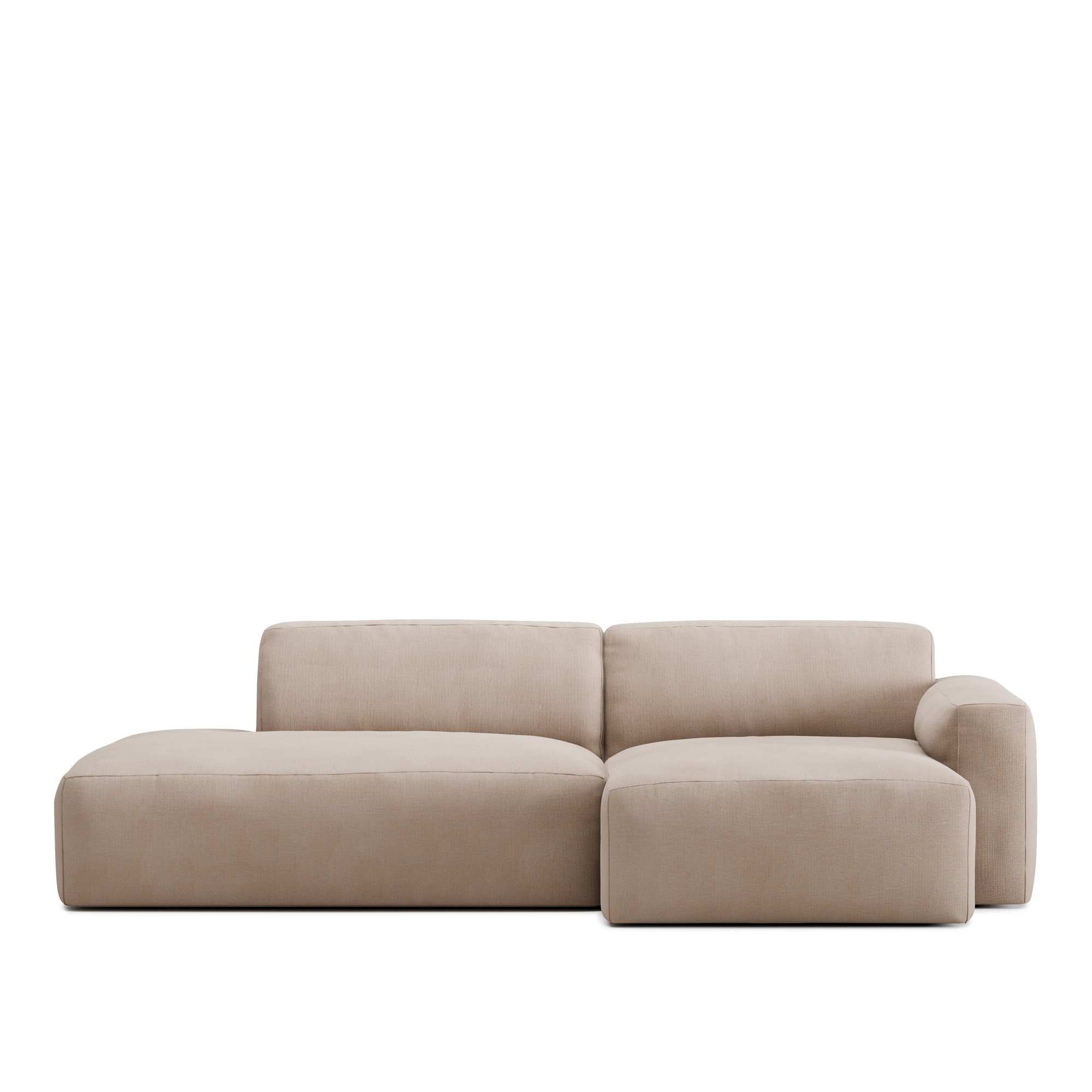 no ga - brick 2-seater chaise lounge open end left med avtagbar klädsel – shadow beige - soffor - beige - dun/metall/trä/textilmaterial