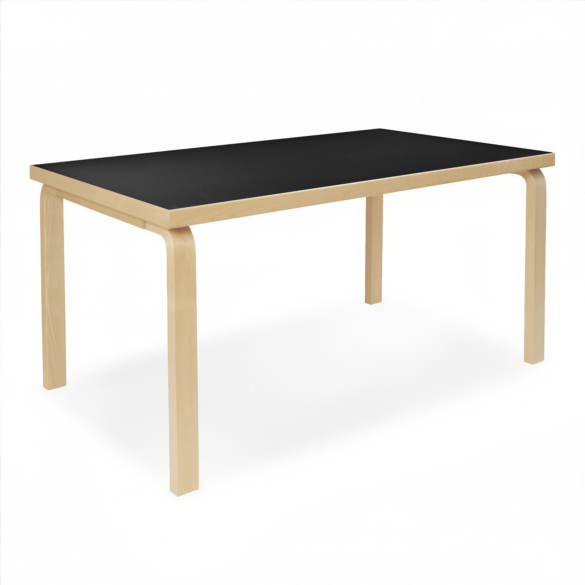 Artek - Aalto Table 82B, Black linoleum top, Natural lac - Matbord - Alvar Aalto | Möbler - Bord - Matbord | Möbelexperten