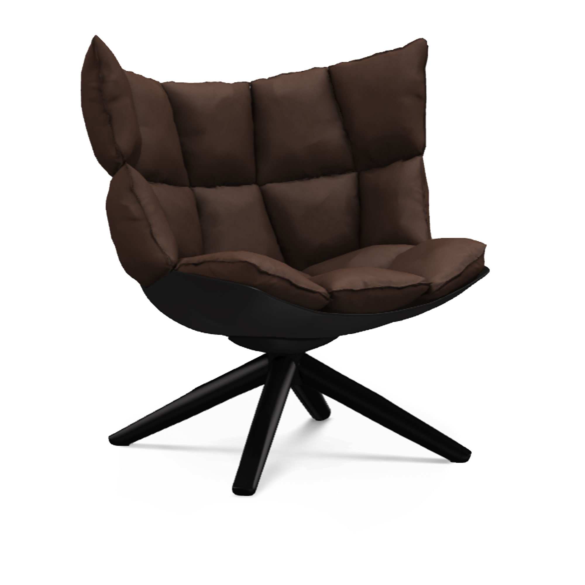 B&B Italia - Husk H2G Leather Kappa Kasia 360 Black shell, black painted metal - Snurrfåtöljer - Patricia Urquiola - Brun - Läder/Metall/Syntetiskt