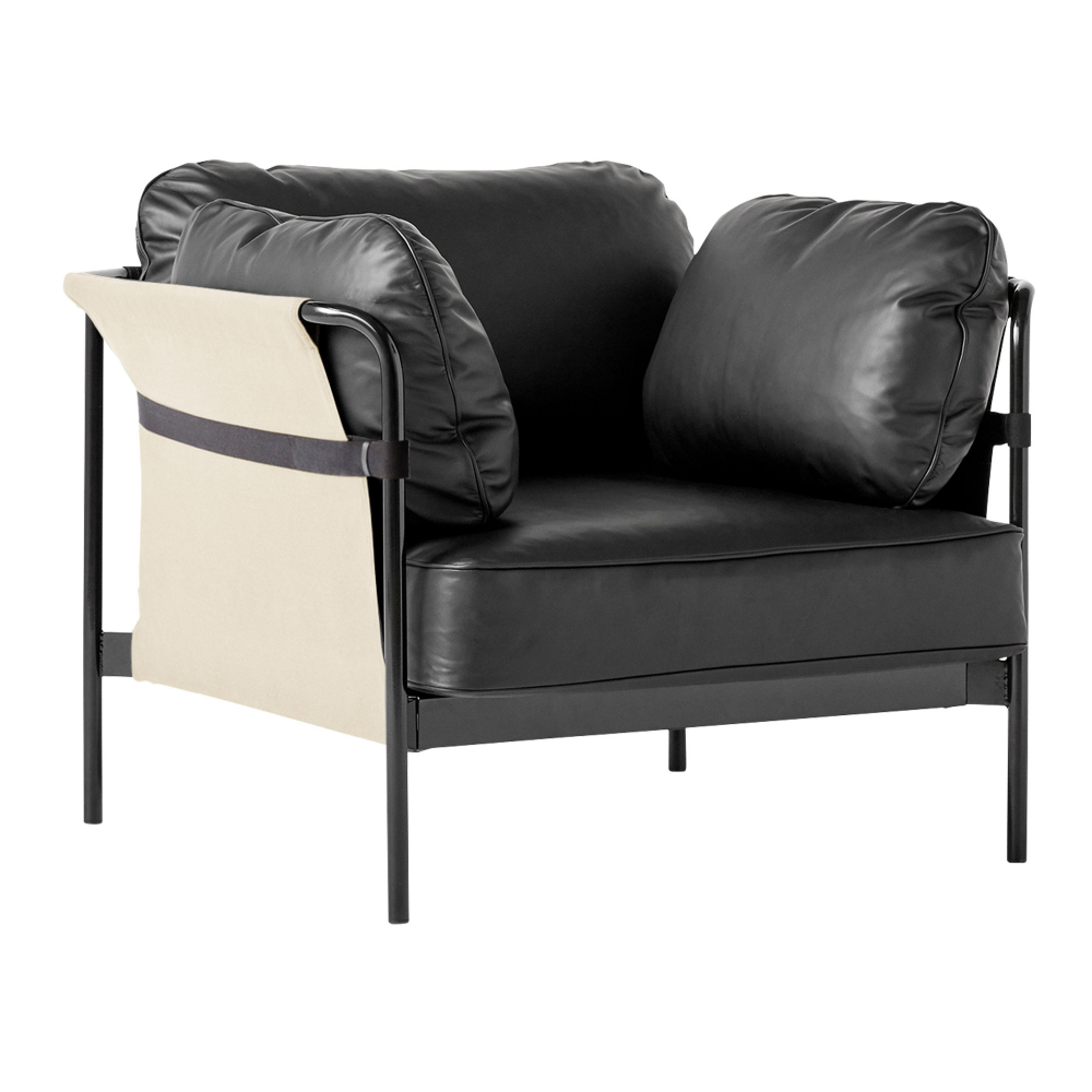 HAY - Can 1 Seater - Black Base - Natural Canvas - Cat.6 - Sense Black - Fåtöljer - Ronan & Erwan Bouroullec - Metall/Textilmaterial