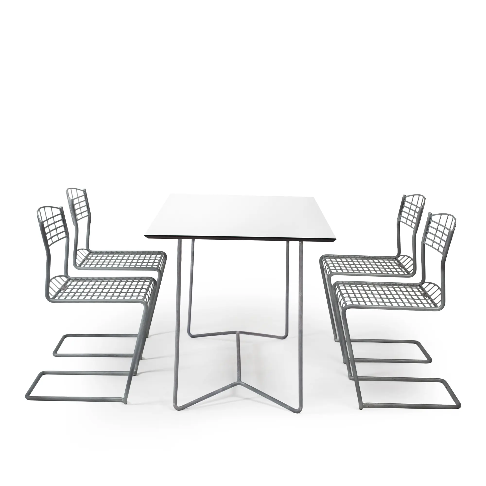High Tech spisegruppebord 110x70cm & 4 stoler