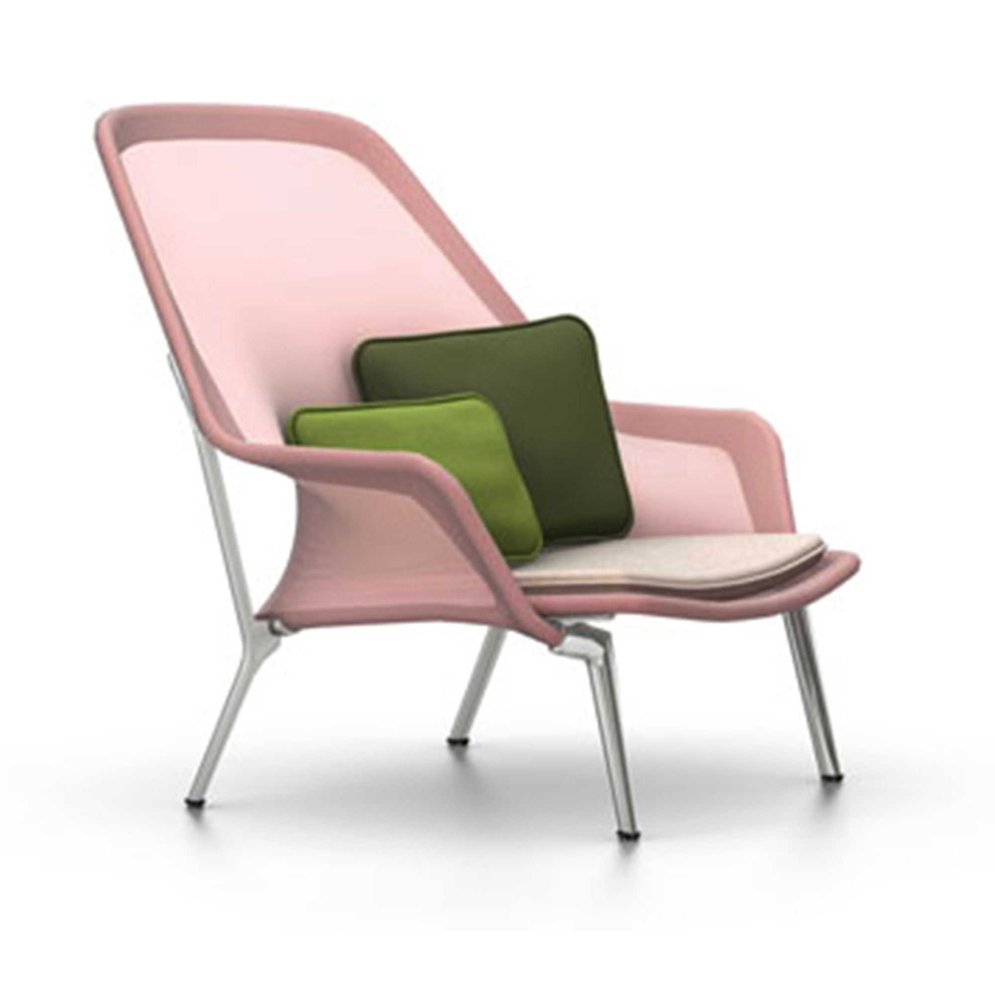 Vitra - Slow Chair  Ottoman, Röd/Kräm, Polerat - Fåtöljer - Ronan & Erwan Bouroullec - Röd - Metall