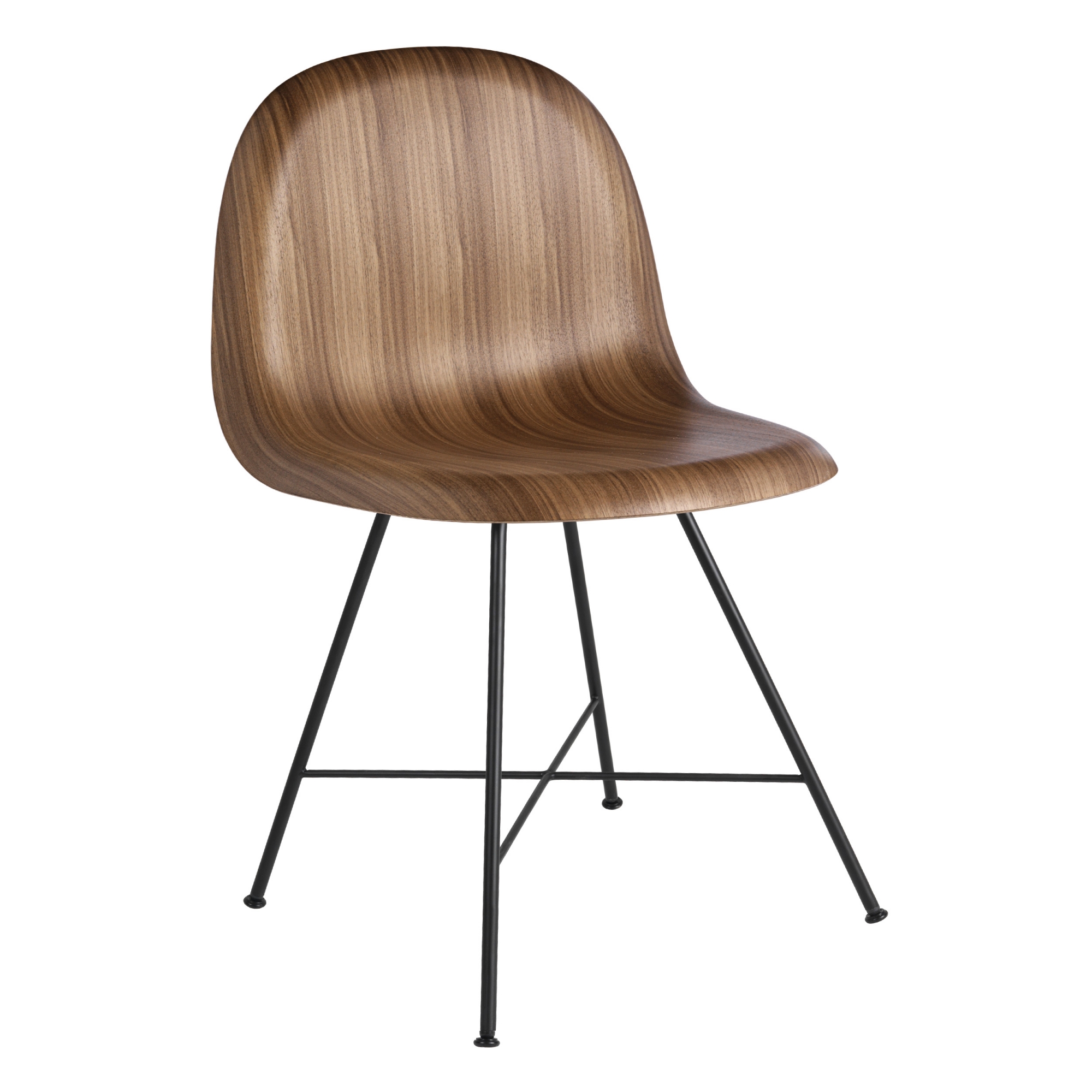 Gubi - 3D Dining Chair Center Base Stol - Ej klädd, Top Walnut - Matstolar - Träfärgad - Metall/Trä