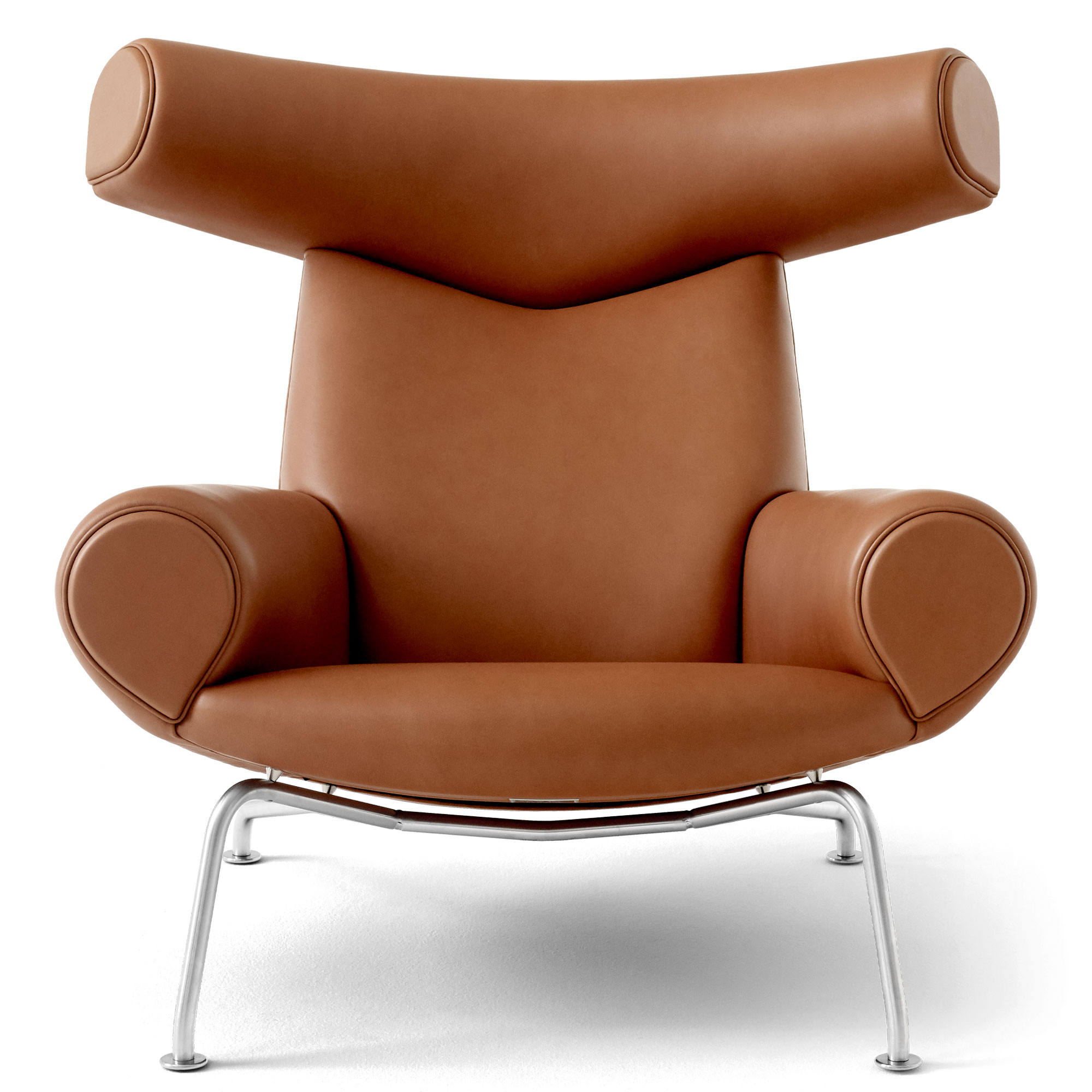 Fredericia Furniture - Wegner Ox Chair, Chrome, Leather Cat. 3 Max 95 Cognac - F&aring;t&ouml;ljer - Hans J. Wegner - Brun - L&auml;der/Metall