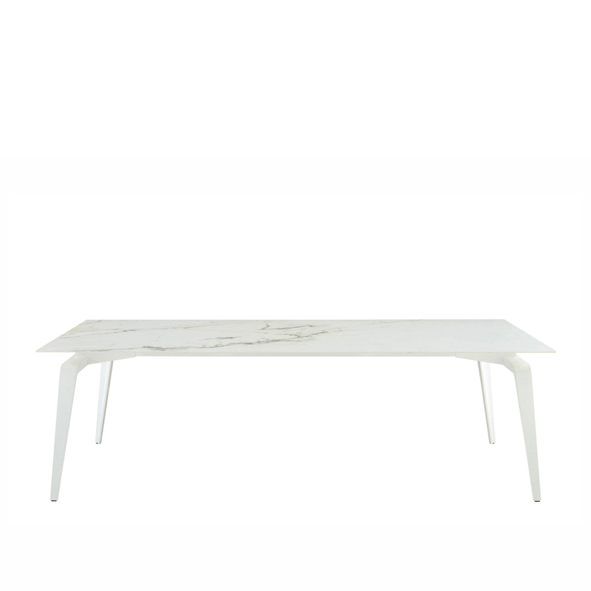 Ligne Roset - Odessa Rectangular Dining Table 180, Black Lacquered Base, White Marble-Effect Ceramic Stoneware - Matbord - Mauro Lipparini - Vit - MDF/Naturmaterial/Metall