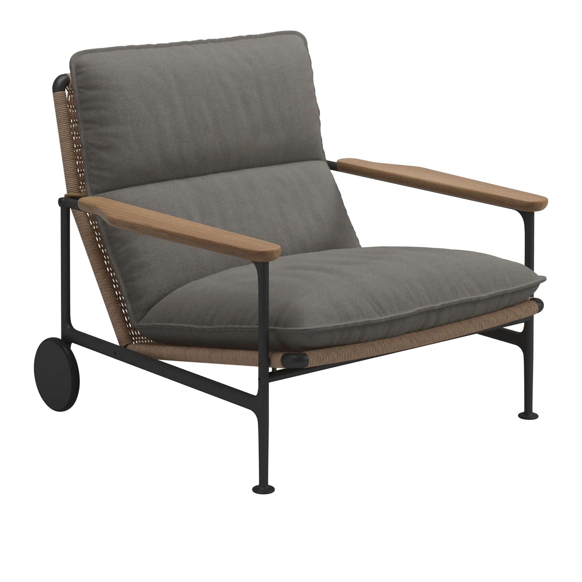 Zenith Lounge Chair with Teak Arms - Meteor