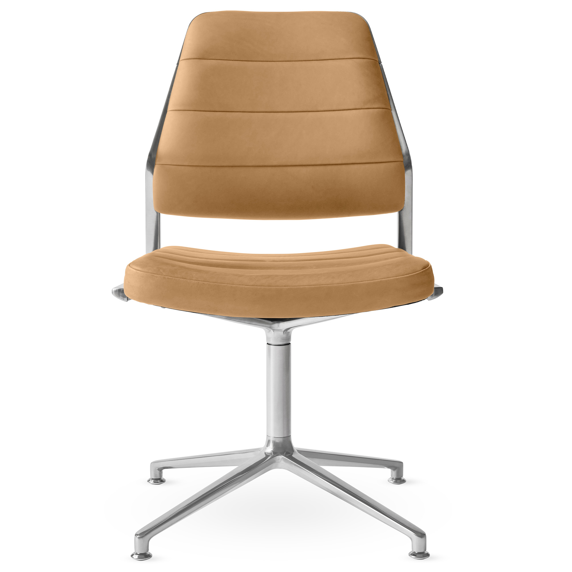 Vipp - Vipp454 Swivel chair, polished, gliders, Camel leather - Kontorsstolar