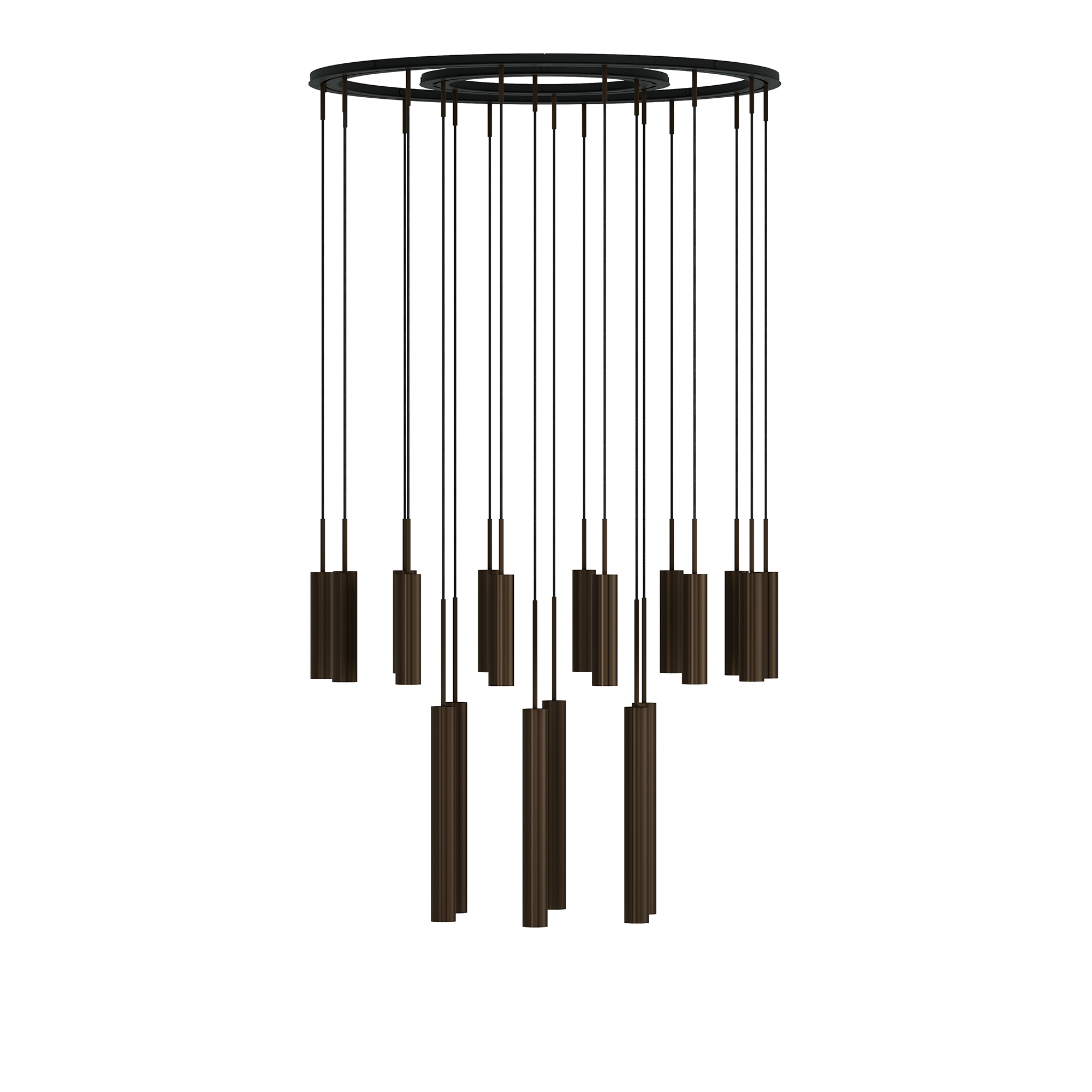 Audo Copenhagen - Tubulaire Chandelier 20 Aluminium Anodized Bronzed - Takkronor - Kroeyer-Saetter-Lassen - Brons | Belysning - Taklampor - Takkronor | Möbelexperten