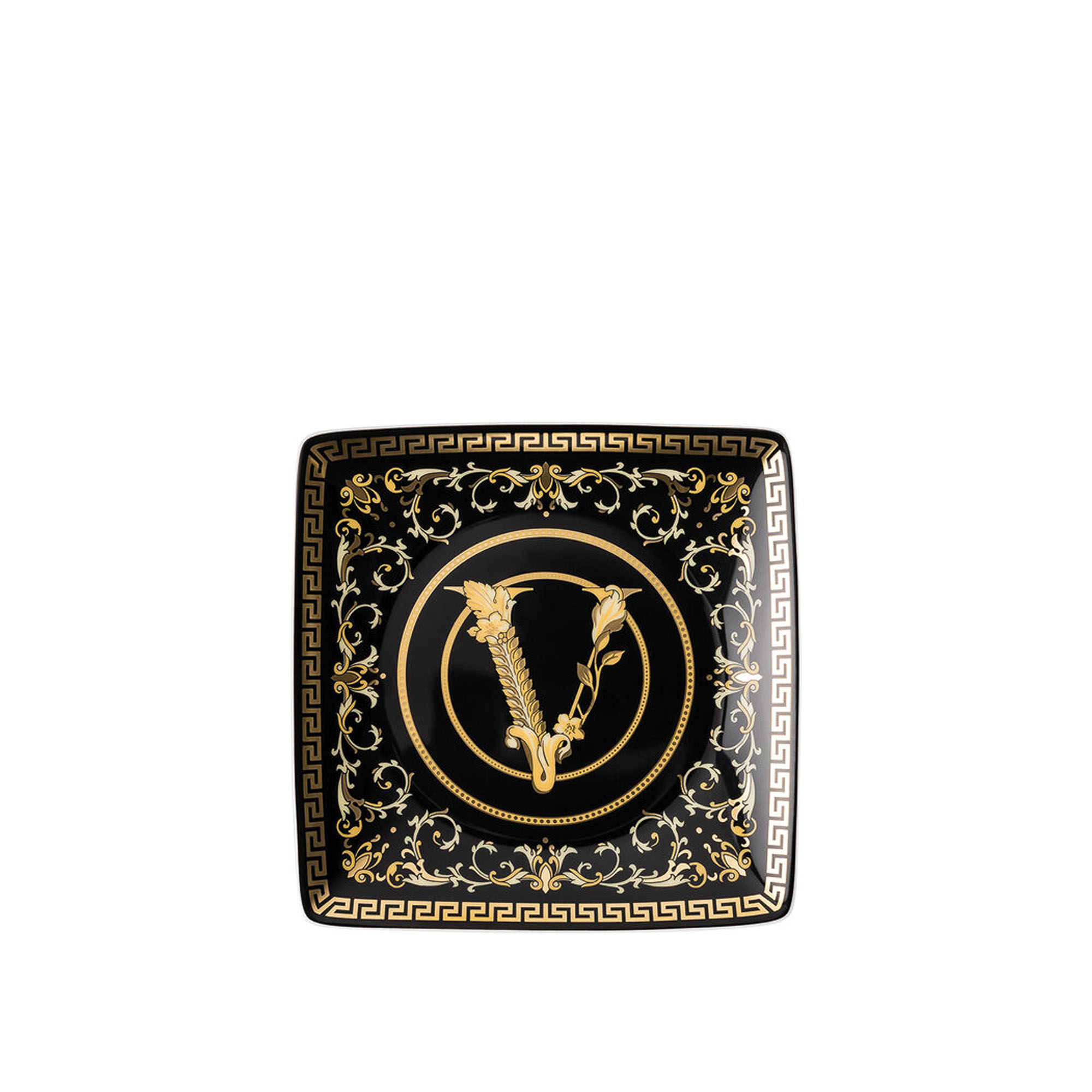 Versace - Virtus Gala Black, Fat 12 cm Fyrkantig Flat - Assietter - Svart