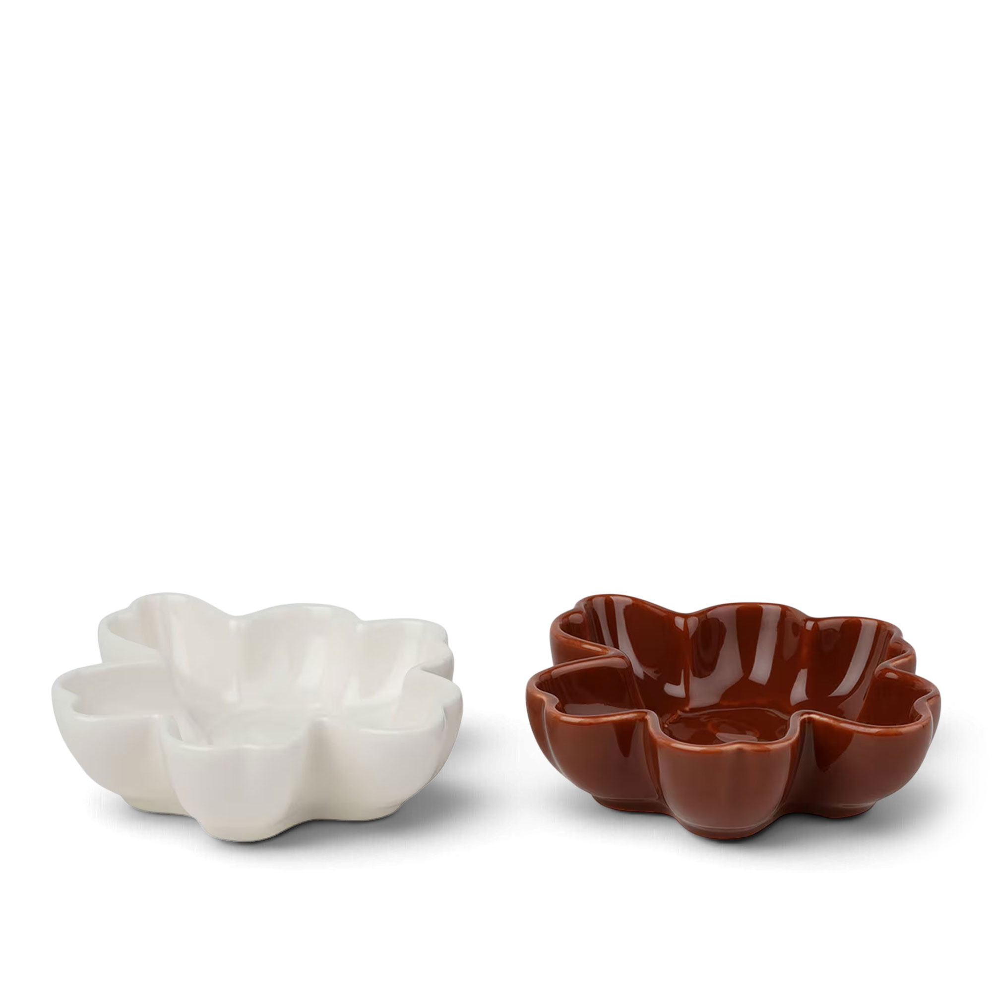 Marimekko - Unikko Shape serveringsskål 2-pack white/plum - Serveringsskålar - Keramik
