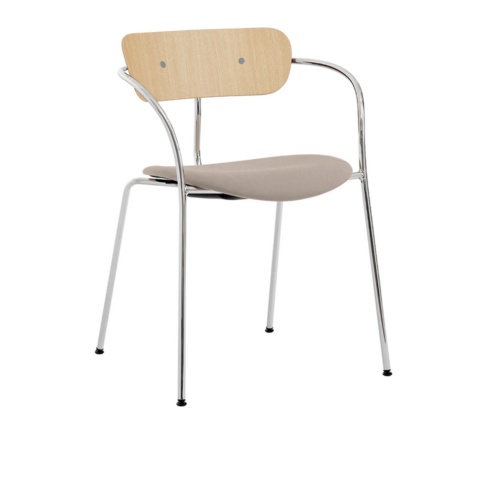 &Tradition - Pavilion Armchair AV4 Chrome Finish Lacquered Oak, Fabric Cat. 3 Col 0212 Hararld 3 - Matstolar - Anderssen & Voll - Rosa - Trä