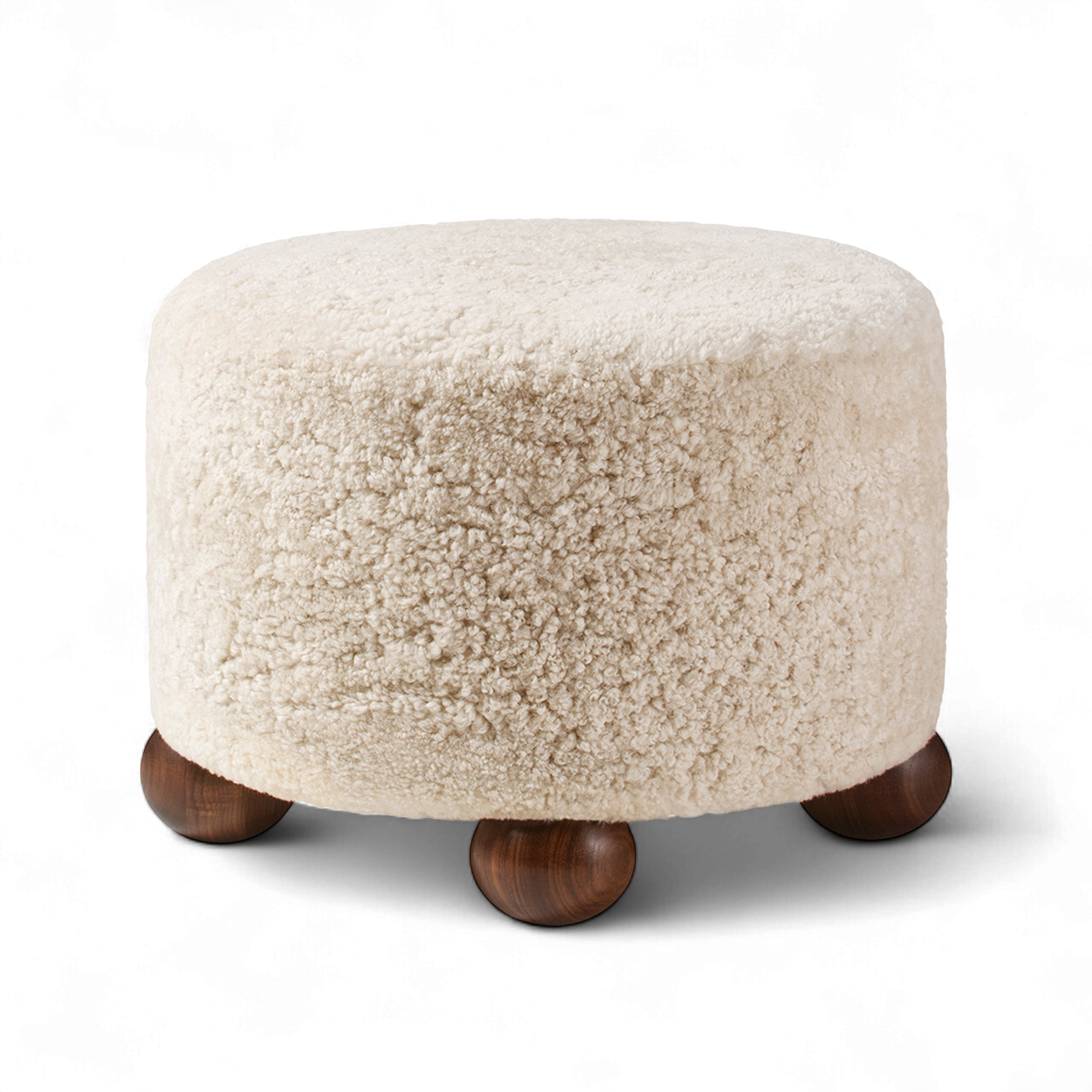 dagmar - luupo ottoman sheepskin moonlight walnut h 45 cm - fotpallar - träfärgad - trä/textilmaterial