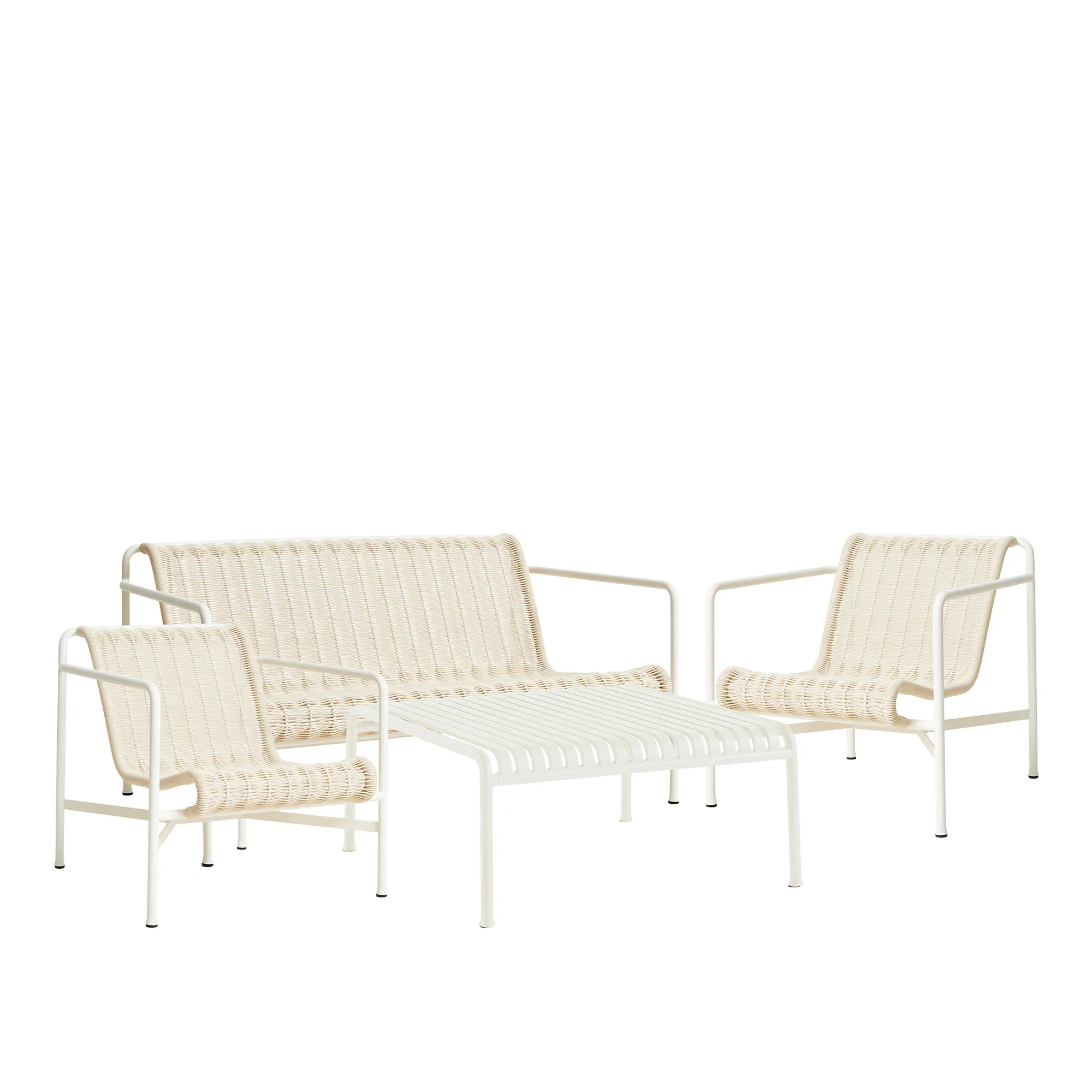 Palissade cord loungegrupp med loungesoffa, 2 loungestolar & lågt trädgårdsbord