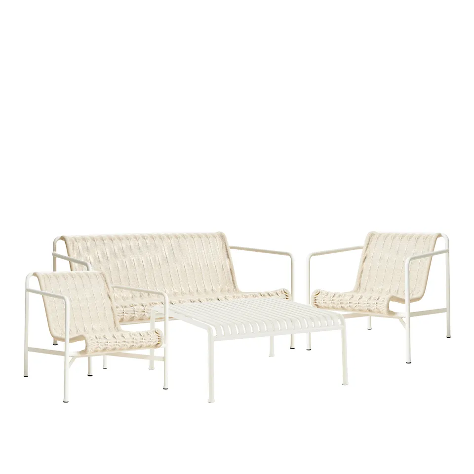 Palissade cord loungegrupp med loungesoffa, 2 loungestolar & lågt trädgårdsbord