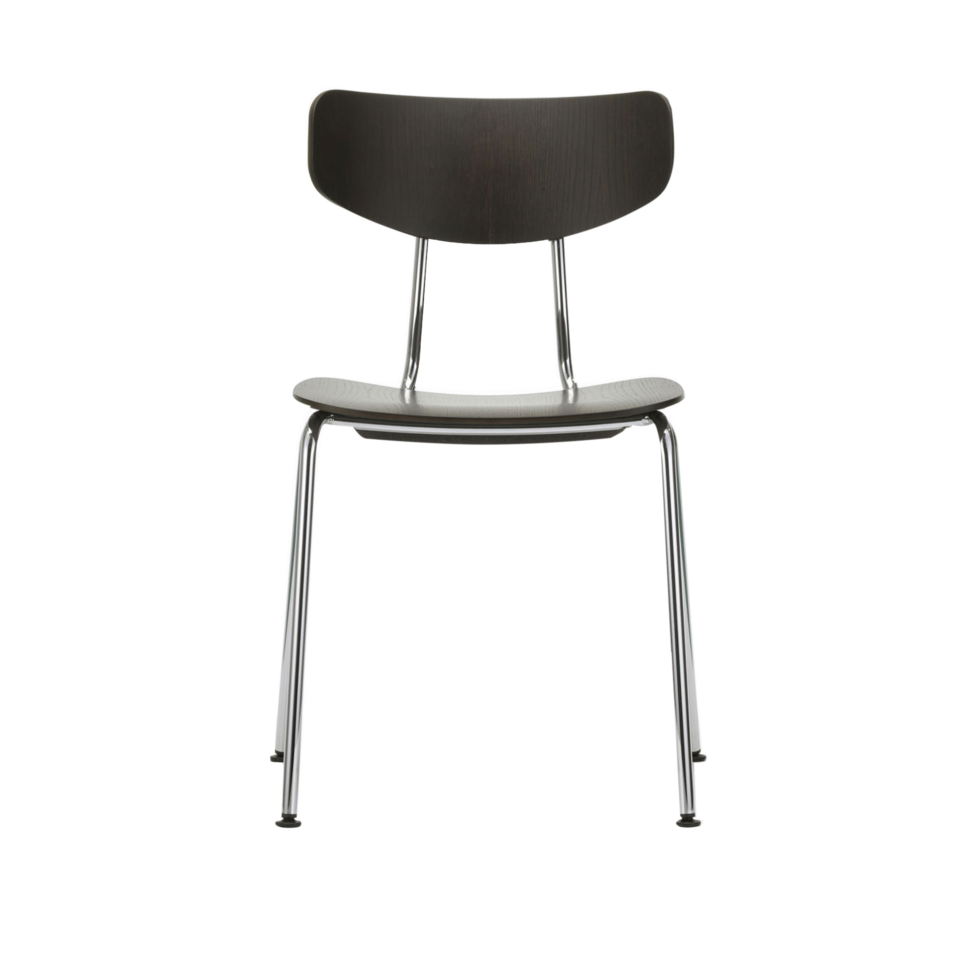 Vitra - Moca Chair Dark Stained Oak, Chrome Plated Base, Felt Glides For Hard Floor - Matstolar - Jasper Morrison - Träfärgad - Metall/Trä
